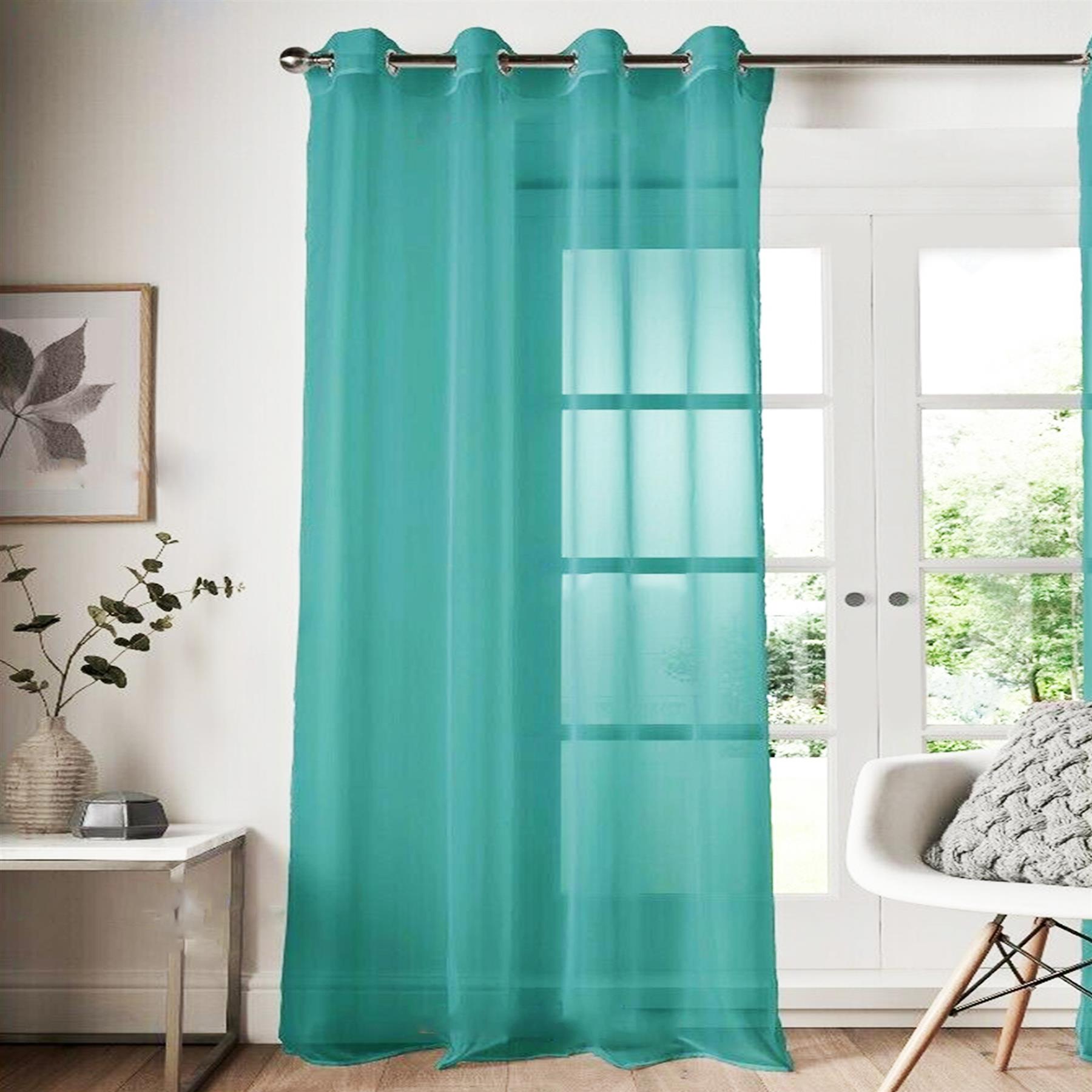 Voile Curtain 1 Panel Slot Top Or Eyelet Ring Top Mesh See-Through Net Curtain - Picture 54 of 60
