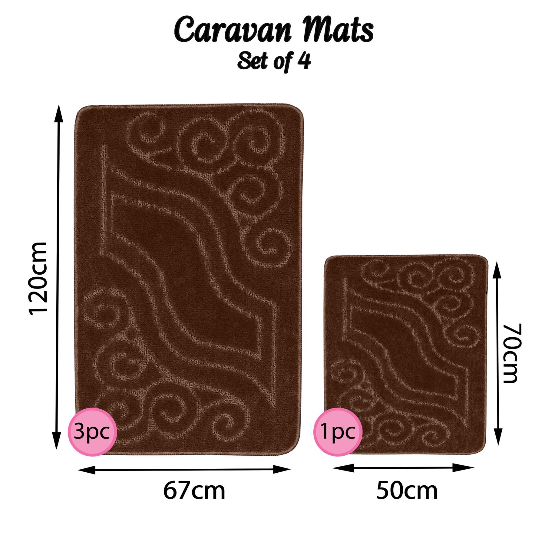 4pc Washable Caravan Rugs Romany Gypsy Mats Non-Slip Soft Tourer Set 67x120cm - Picture 4 of 30