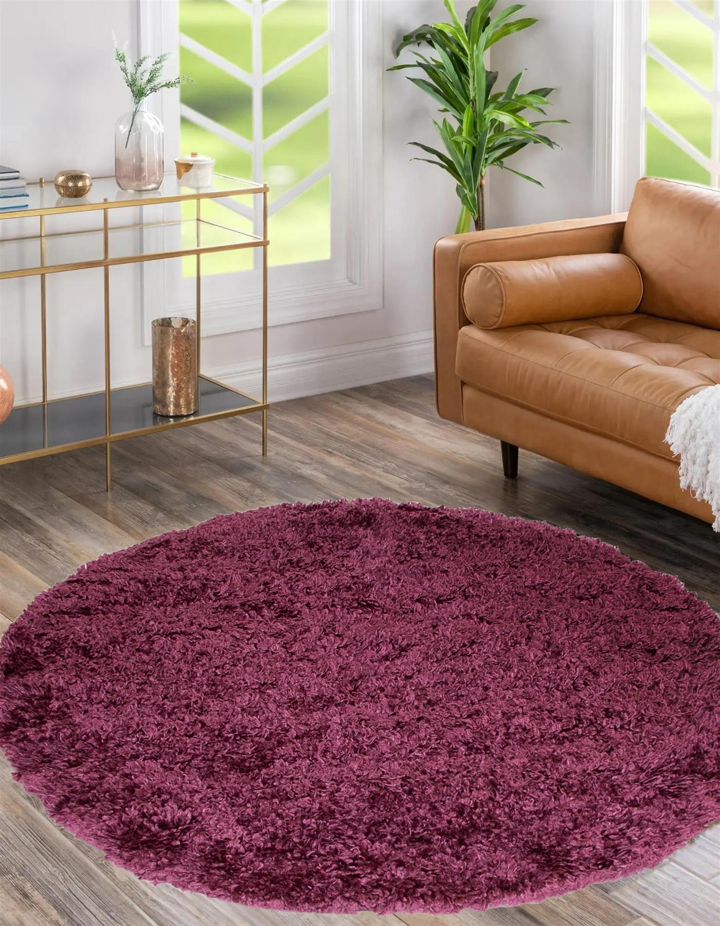 Circular Shaggy Rug Round Fuzzy Carpet Soft Fluffy No-Shed Floor Mat Living Room - Picture 74 of 96