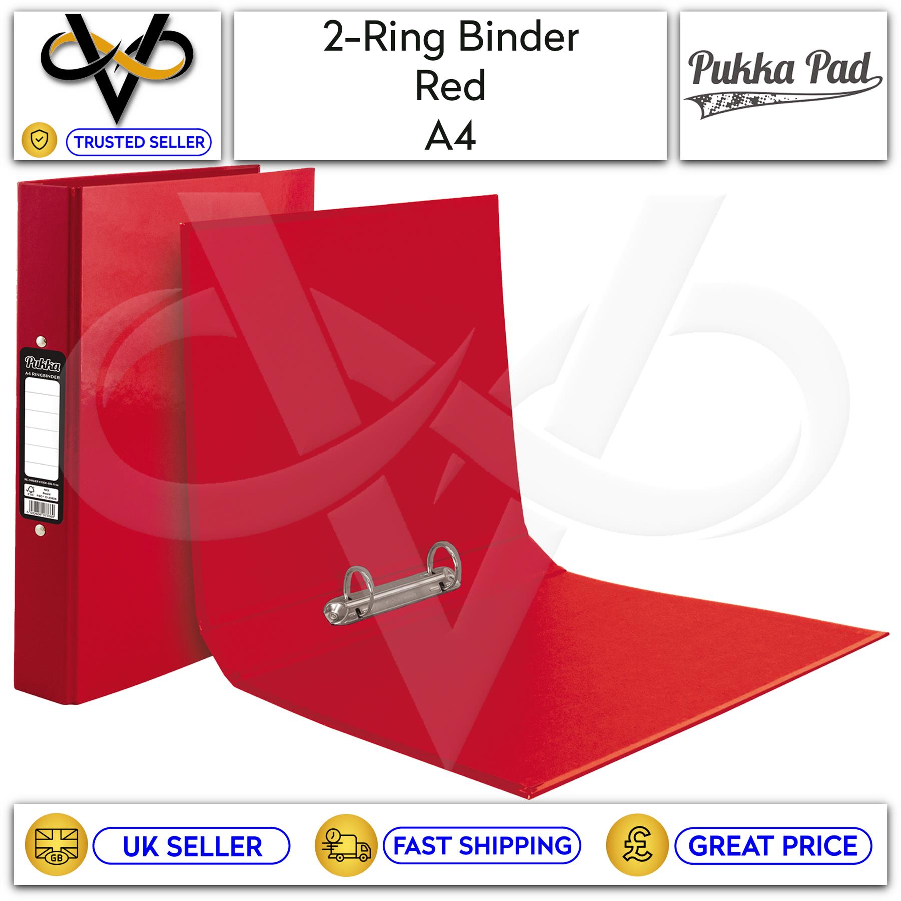 Pukka A4 Ring Binder 2-Ring Assorted Colours Black/Red/Blue/Purple/Pink/Navy - Picture 3 of 7
