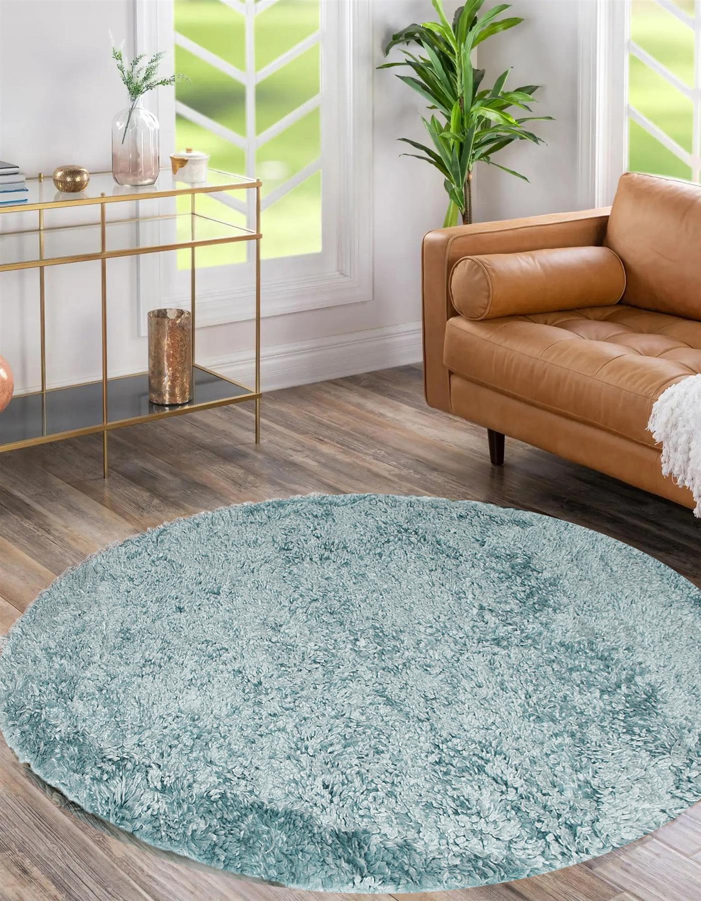 Circular Shaggy Rug Round Fuzzy Carpet Soft Fluffy No-Shed Floor Mat Living Room - Picture 34 of 96