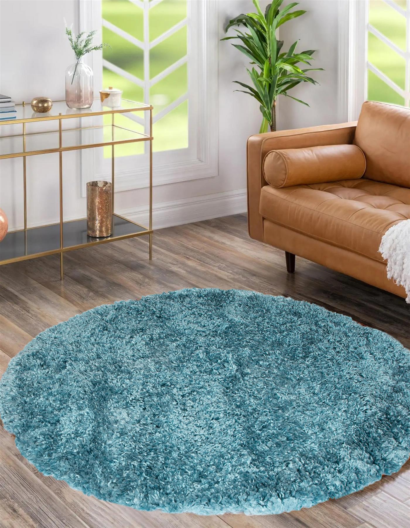 Circular Shaggy Rug Round Fuzzy Carpet Soft Fluffy No-Shed Floor Mat Living Room - Picture 90 of 96