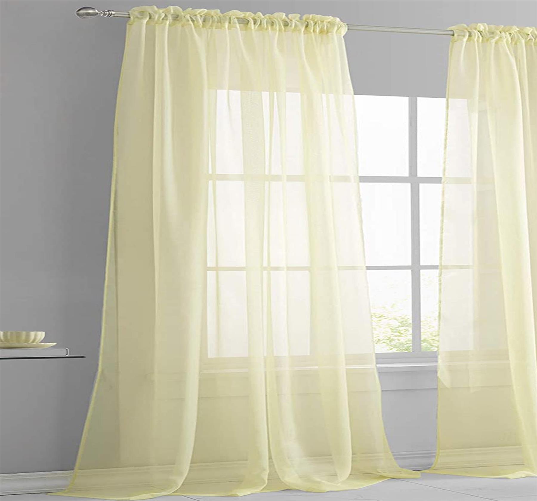 Voile Curtain 1 Panel Slot Top Or Eyelet Ring Top Mesh See-Through Net Curtain - Picture 10 of 60