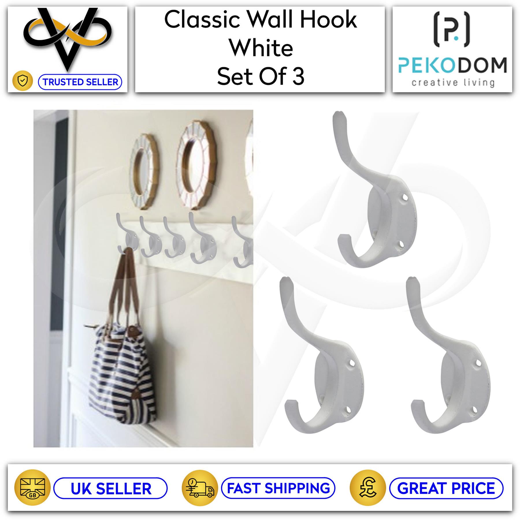 3 x Classic Wall Hook Cast Iron Hat & Coat Hooks Hanging Pegs Coat Hook - Picture 3 of 3