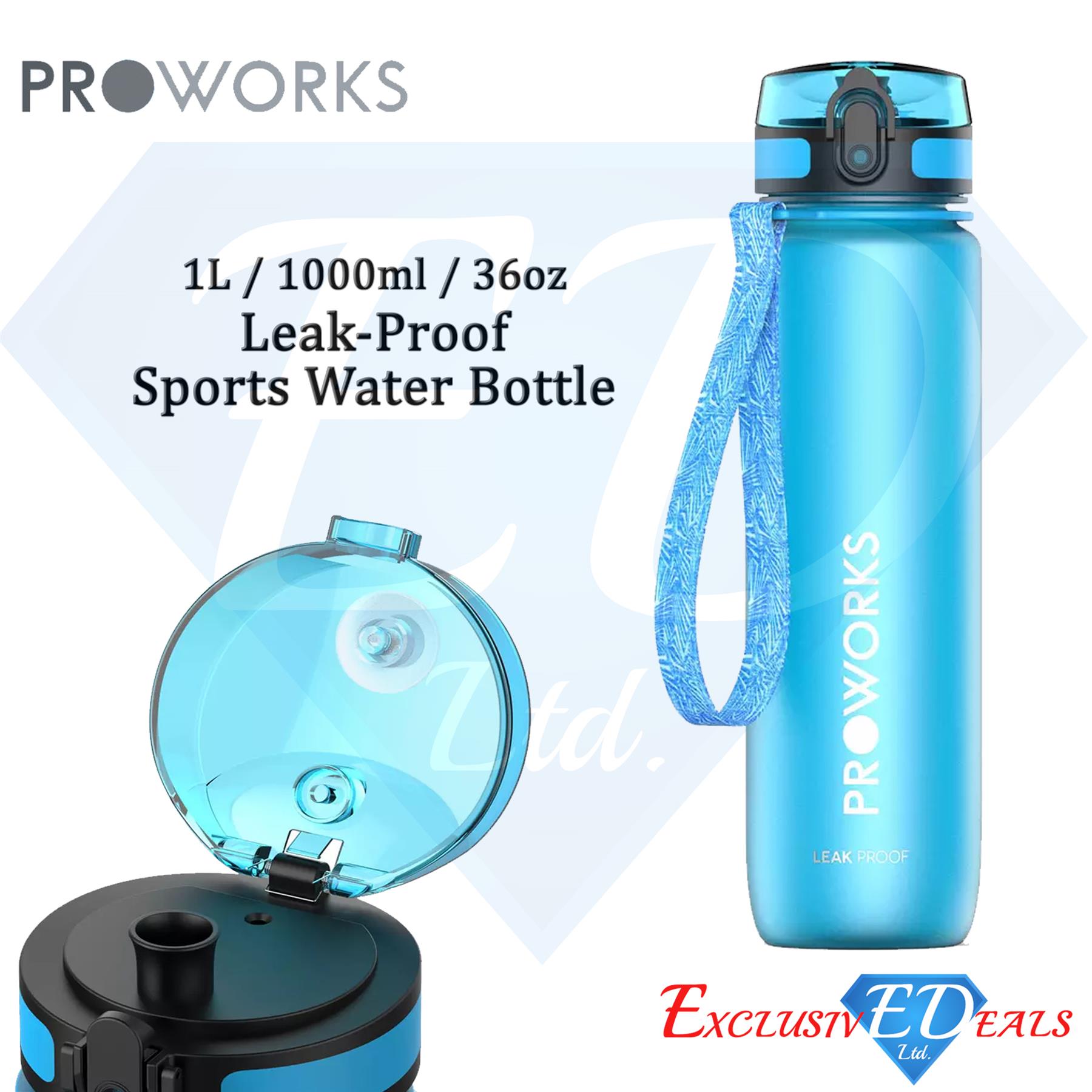 Botella de agua sin fugas 1L Proworks botella deportiva de plástico correa de mano sin BPA - Imagen 18 de 40