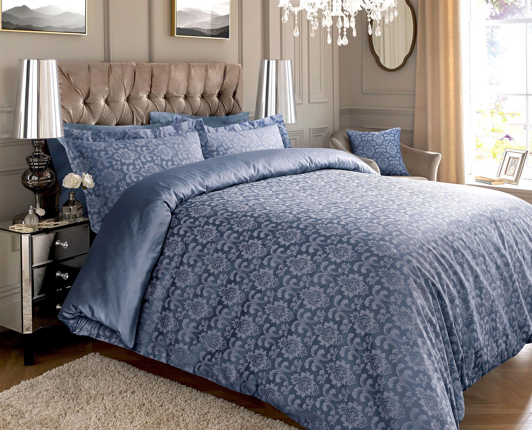 600TC Jacquard Damask Duvet Cover Sets Cotton Rich Extra Pillowcases - Picture 7 of 37