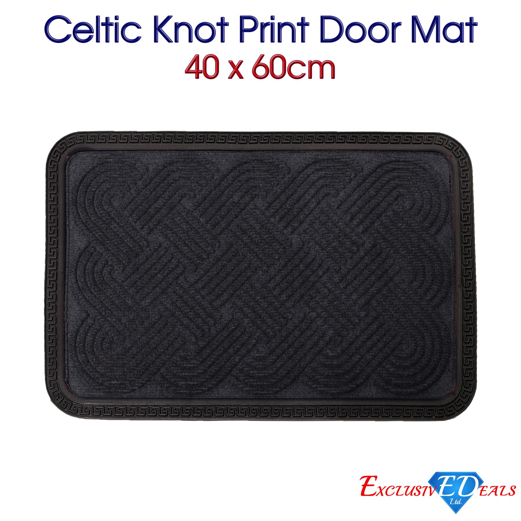 Natural Coir Door Mat 40 x 60cm Indoor Outdoor Spiral Celtic Knot Print Home Rug - Picture 24 of 41