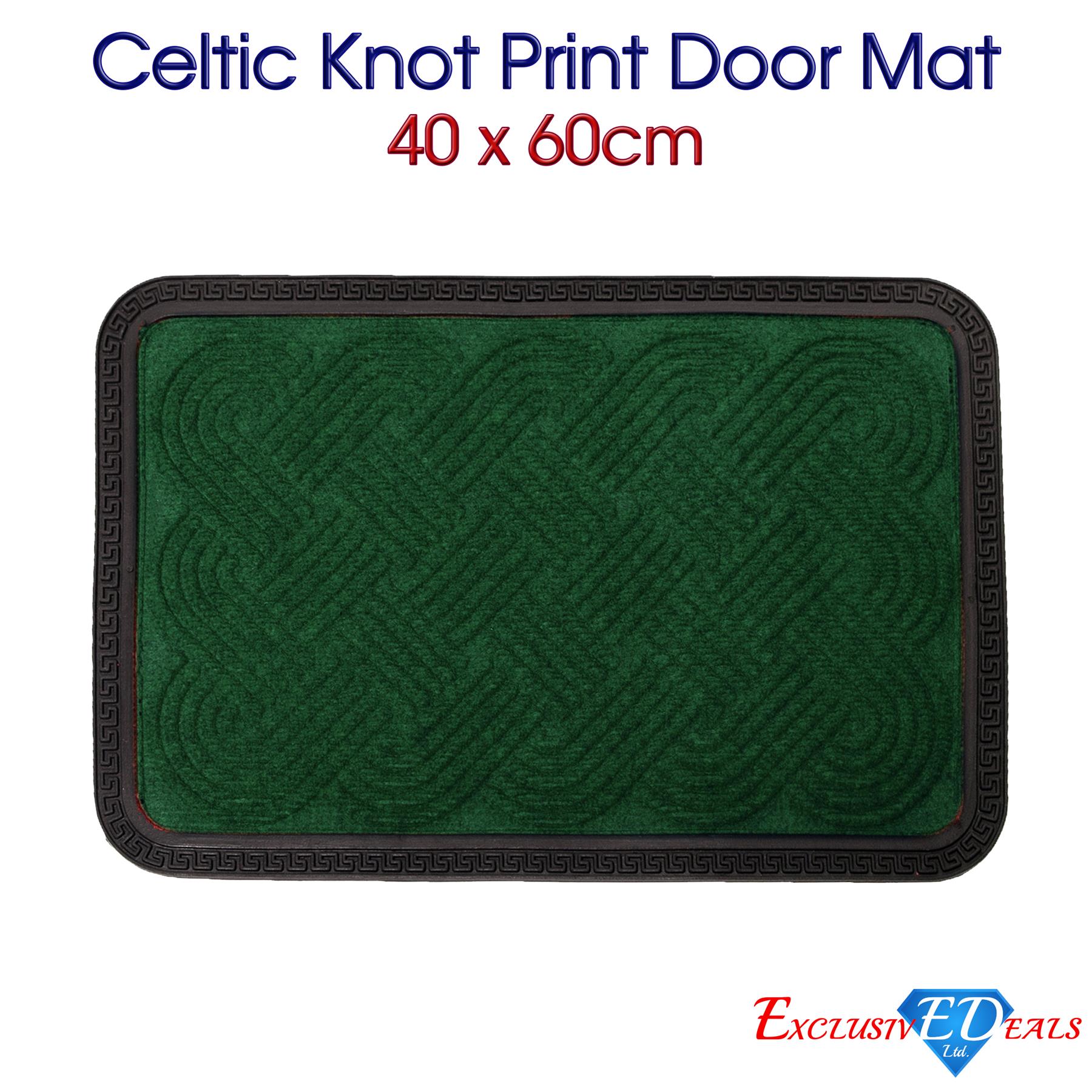 Natural Coir Door Mat 40 x 60cm Indoor Outdoor Spiral Celtic Knot Print Home Rug - Picture 32 of 41