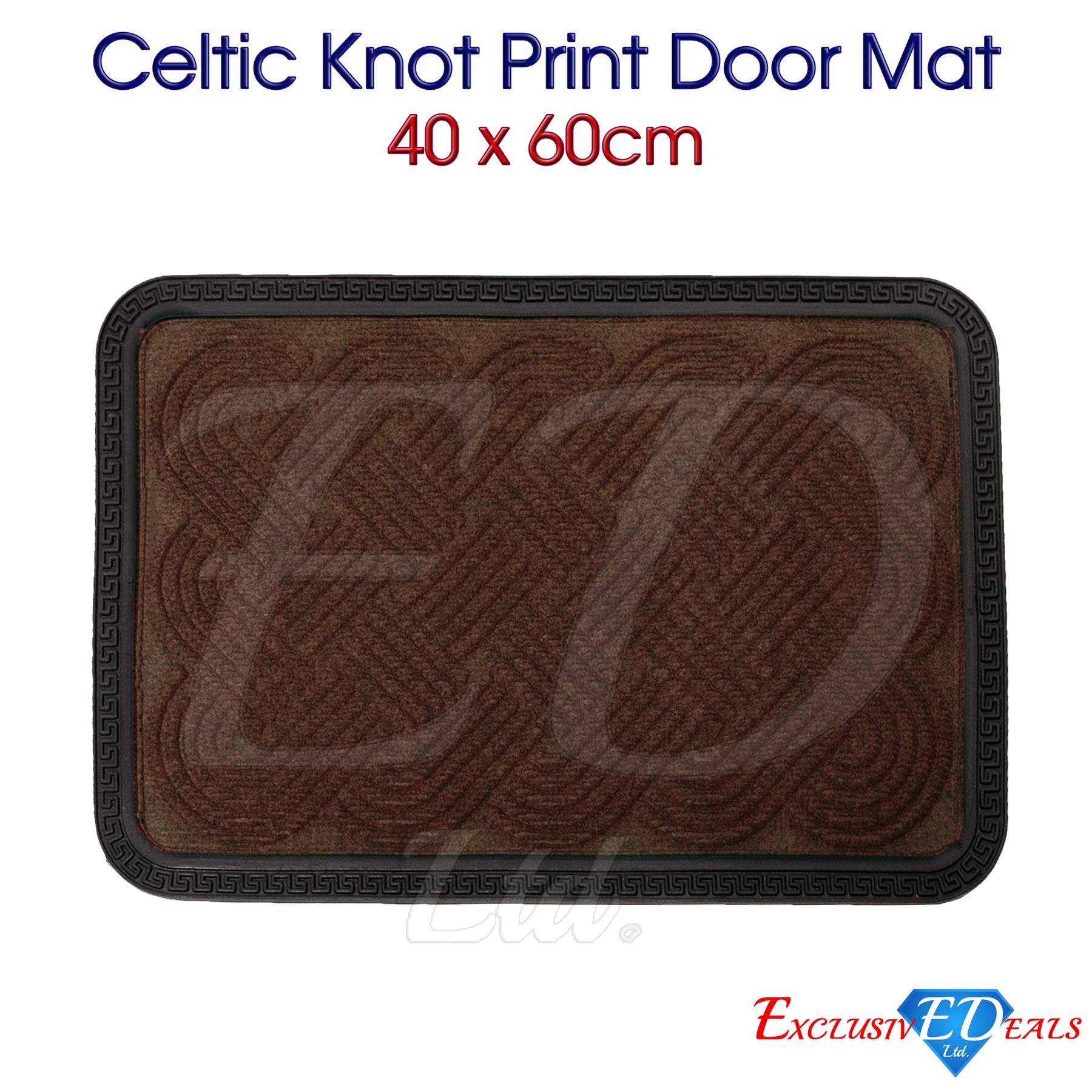 Natural Coir Door Mat 40 x 60cm Indoor Outdoor Spiral Celtic Knot Print Home Rug - Picture 29 of 41