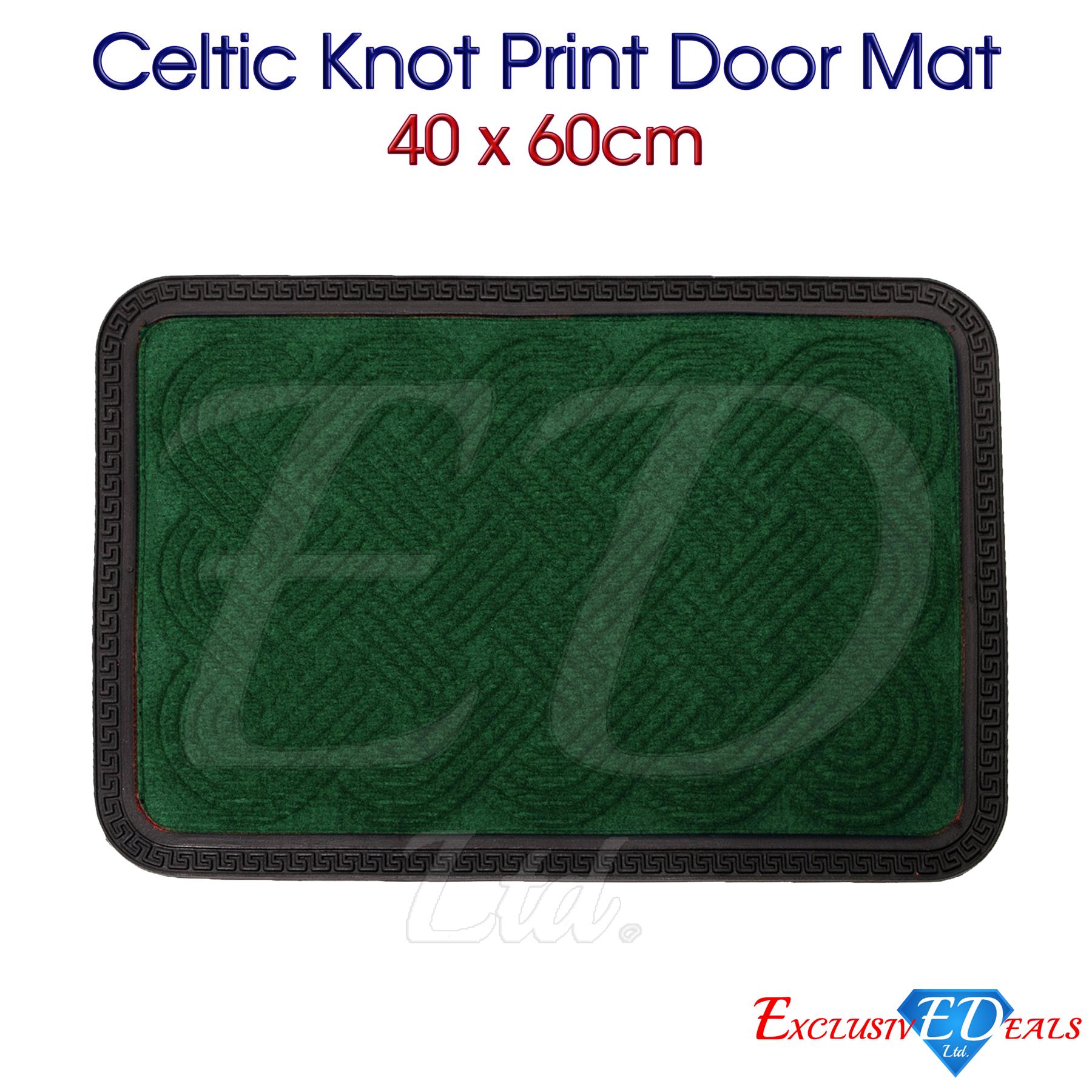 Natural Coir Door Mat 40 x 60cm Indoor Outdoor Spiral Celtic Knot Print Home Rug - Picture 33 of 41