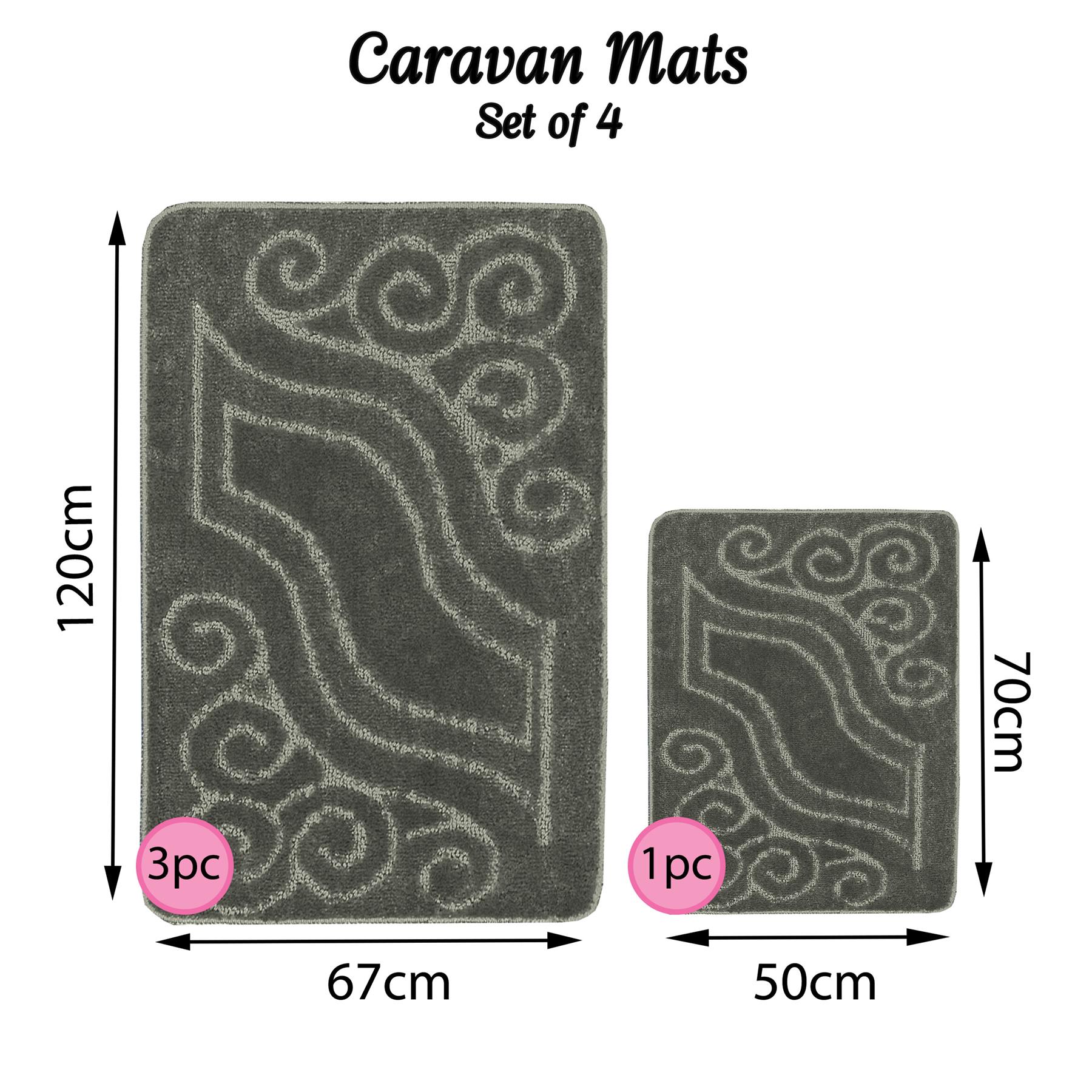 4pc Washable Caravan Rugs Romany Gypsy Mats Non-Slip Soft Tourer Set 67x120cm - Picture 8 of 30