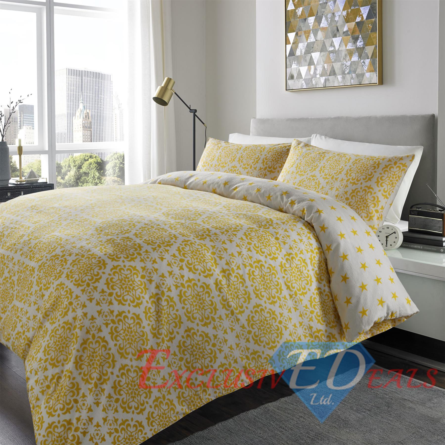 Flannelette Printed Duvet Cover Set 100% Brushed Cotton Reversible & Pillowcases - Picture 5 of 20