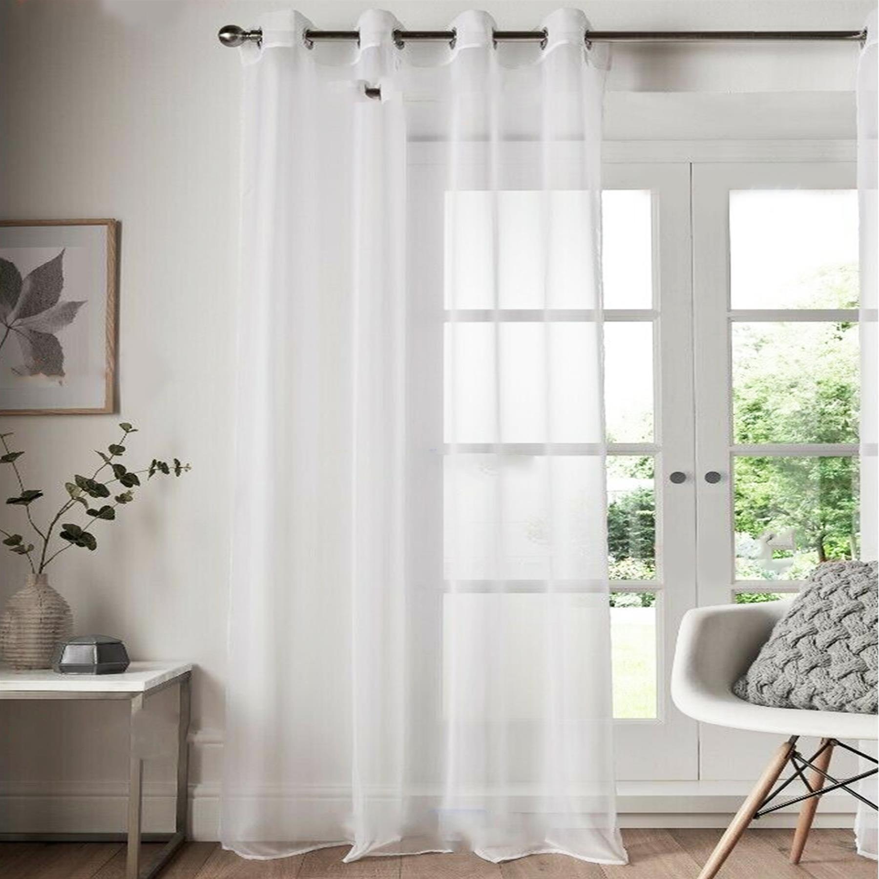 Voile Curtain 1 Panel Slot Top Or Eyelet Ring Top Mesh See-Through Net Curtain - Picture 38 of 60