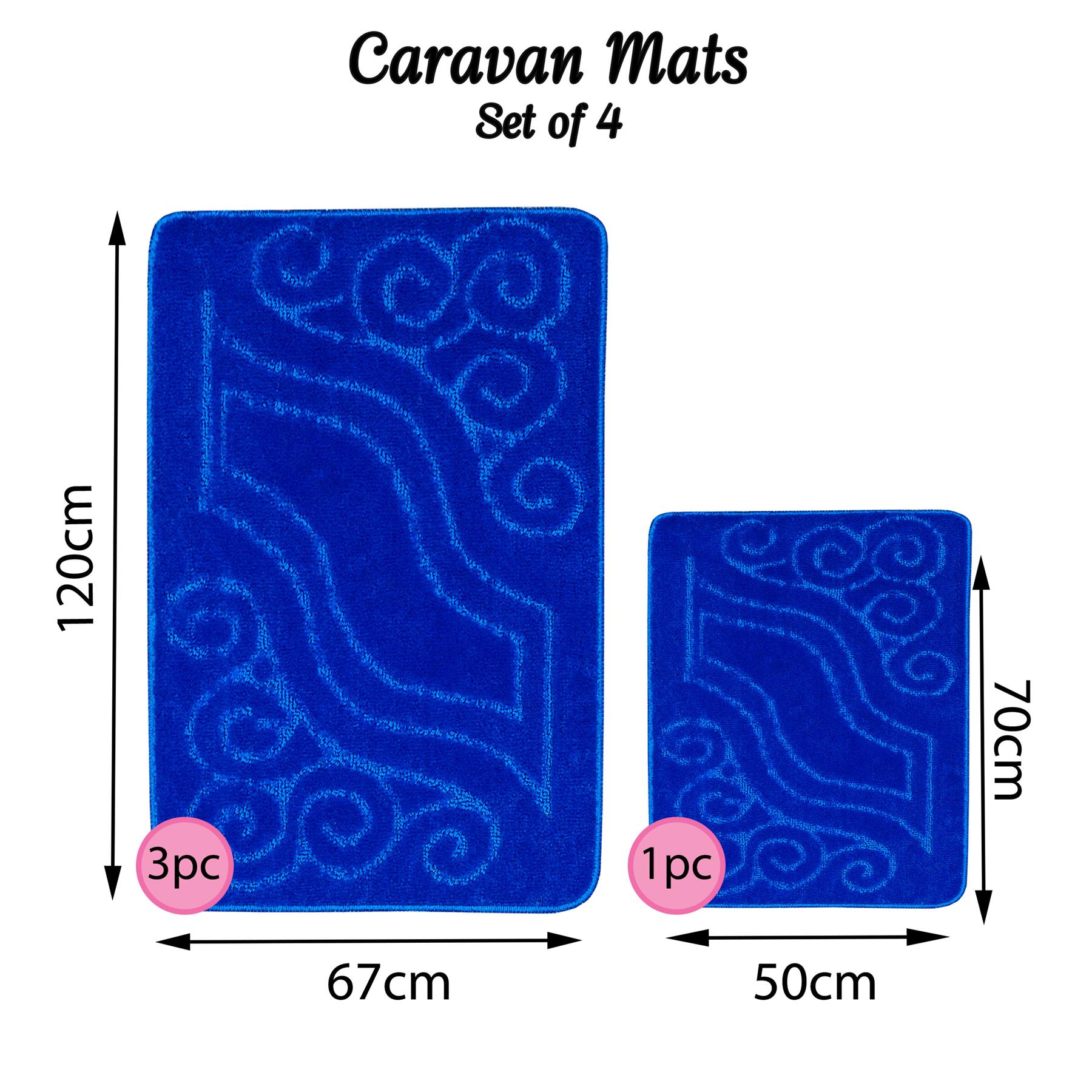 4pc Washable Caravan Rugs Romany Gypsy Mats Non-Slip Soft Tourer Set 67x120cm - Picture 20 of 30