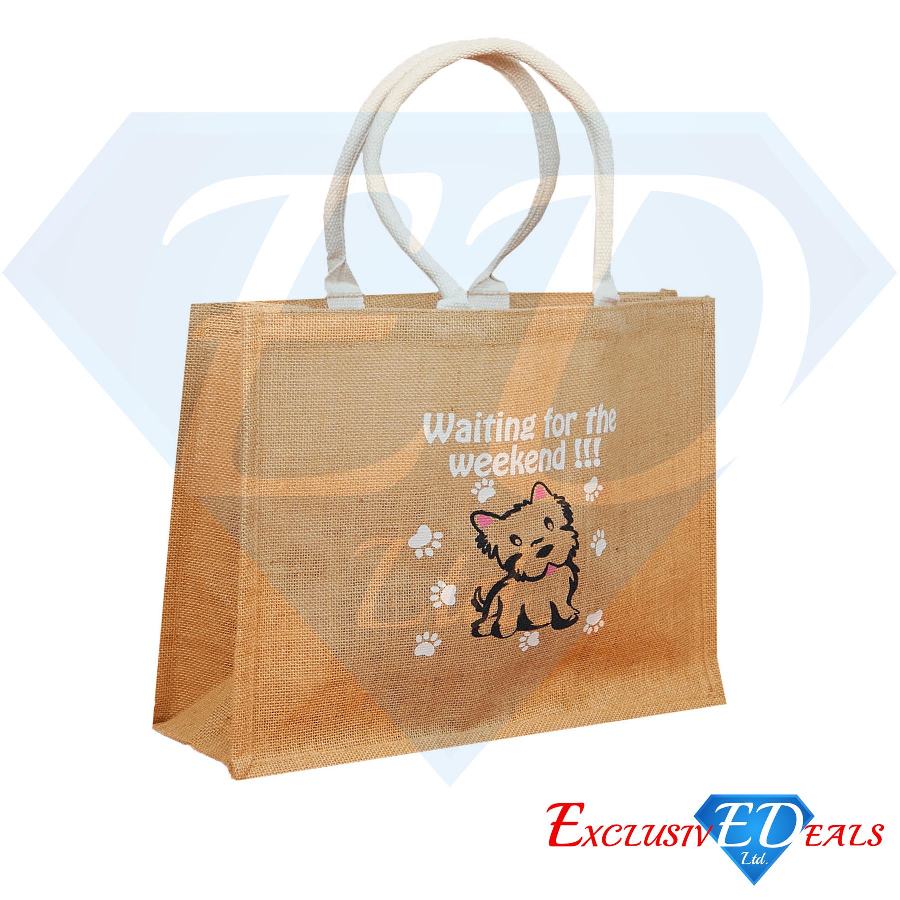 Bolso de Compras Grande de Arpillera de Yute Eco-Reutilizable Bolso de Regalo Bolso de Almuerzo - Imagen 9 de 28