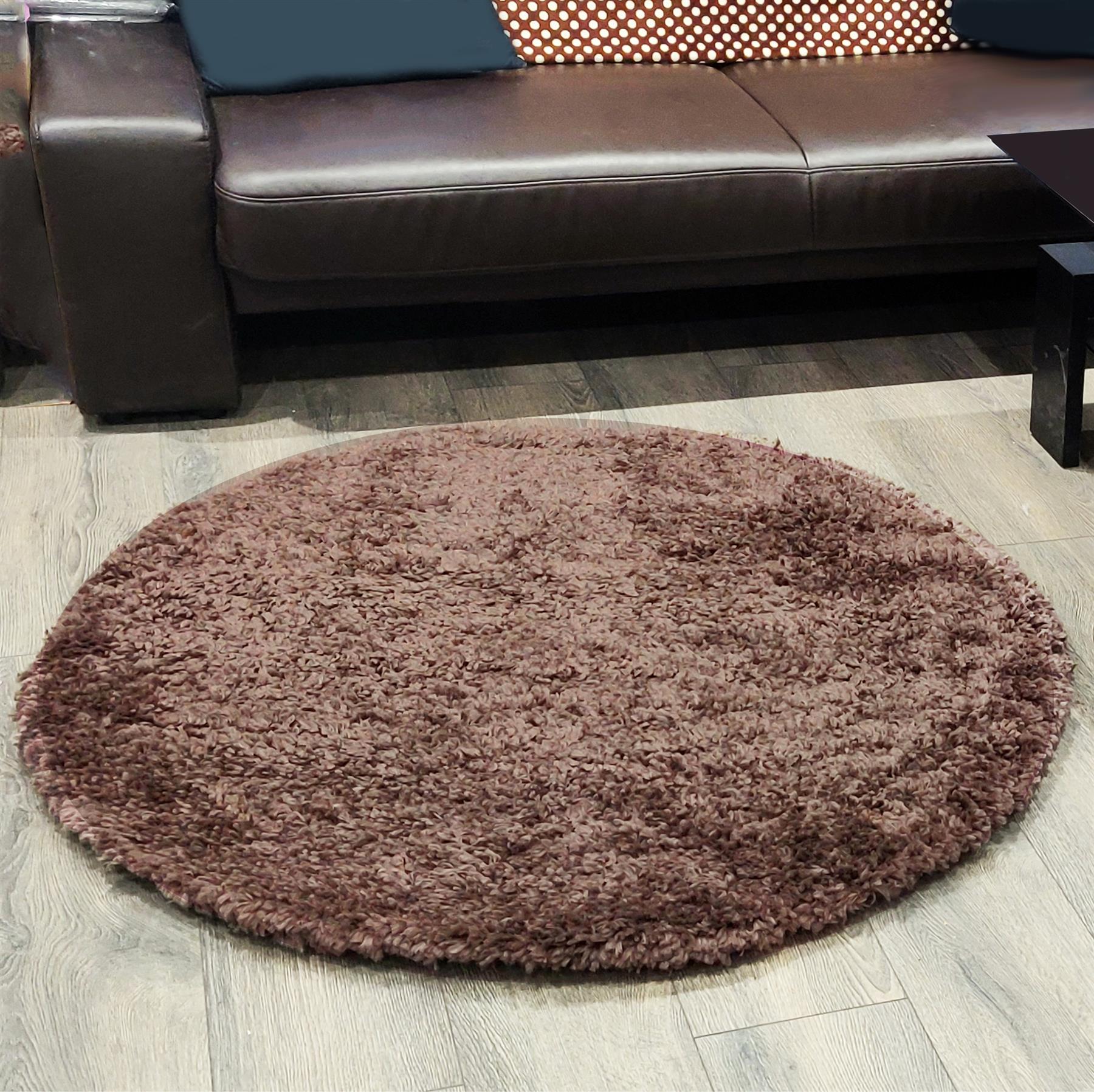 Circular Shaggy Rug Round Fuzzy Carpet Soft Fluffy No-Shed Floor Mat Living Room - Picture 10 of 96