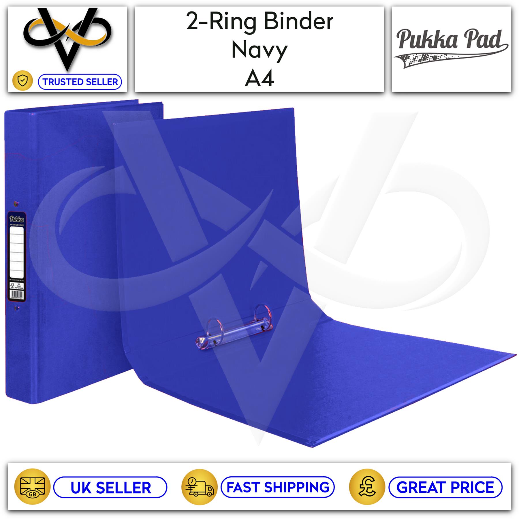 Pukka A4 Ring Binder 2-Ring Assorted Colours Black/Red/Blue/Purple/Pink/Navy - Picture 7 of 7