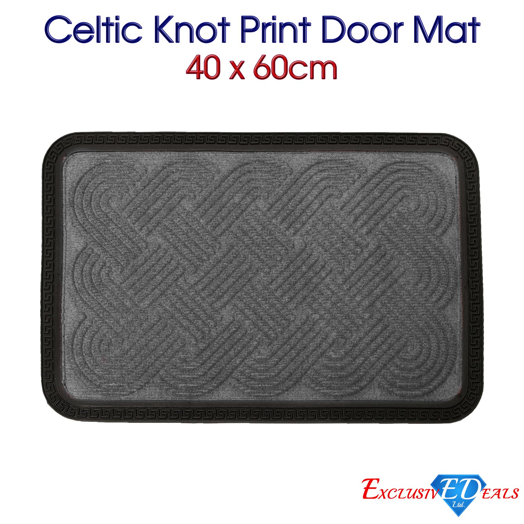 Natural Coir Door Mat 40 x 60cm Indoor Outdoor Spiral Celtic Knot Print Home Rug - Picture 36 of 41