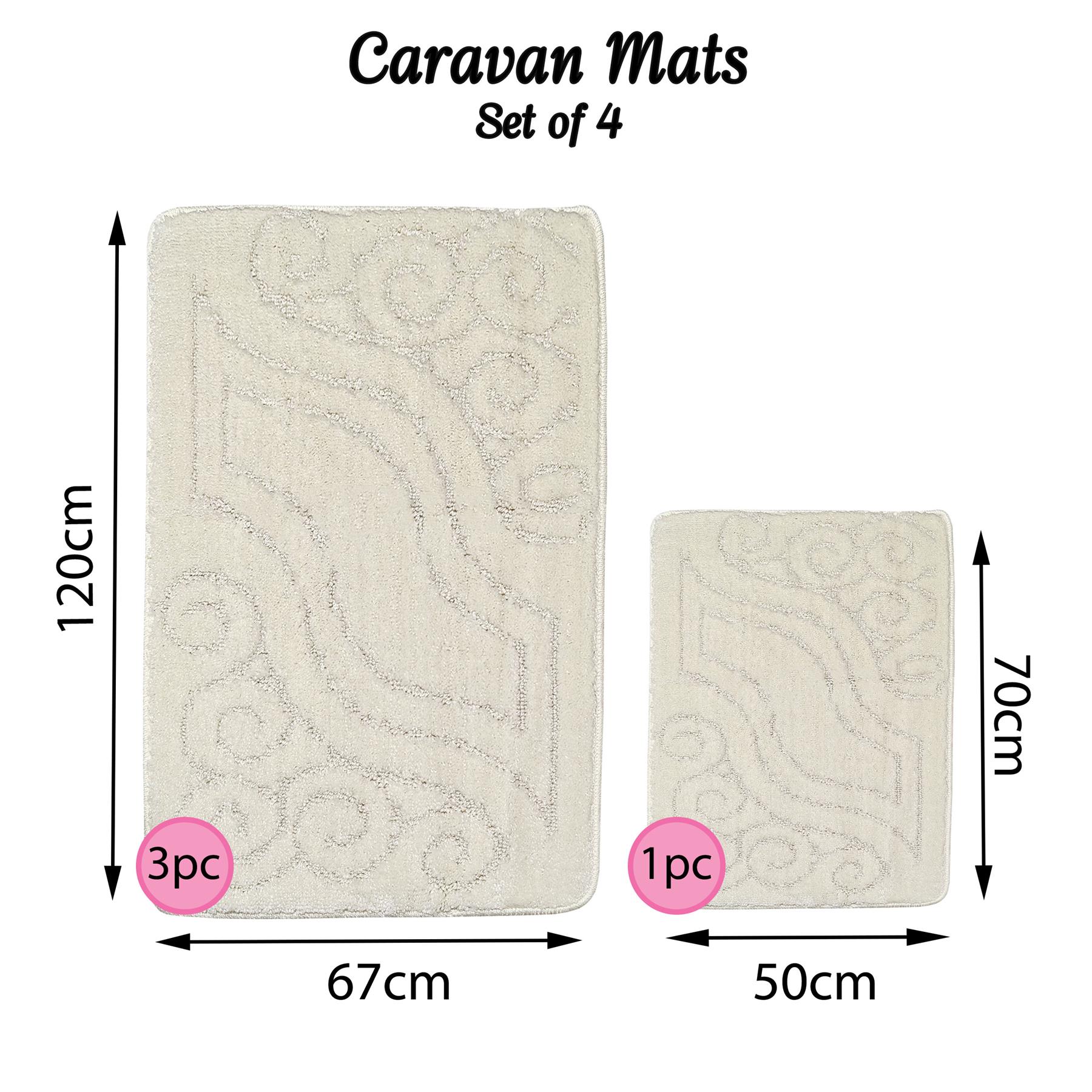 4pc Washable Caravan Rugs Romany Gypsy Mats Non-Slip Soft Tourer Set 67x120cm - Picture 12 of 30