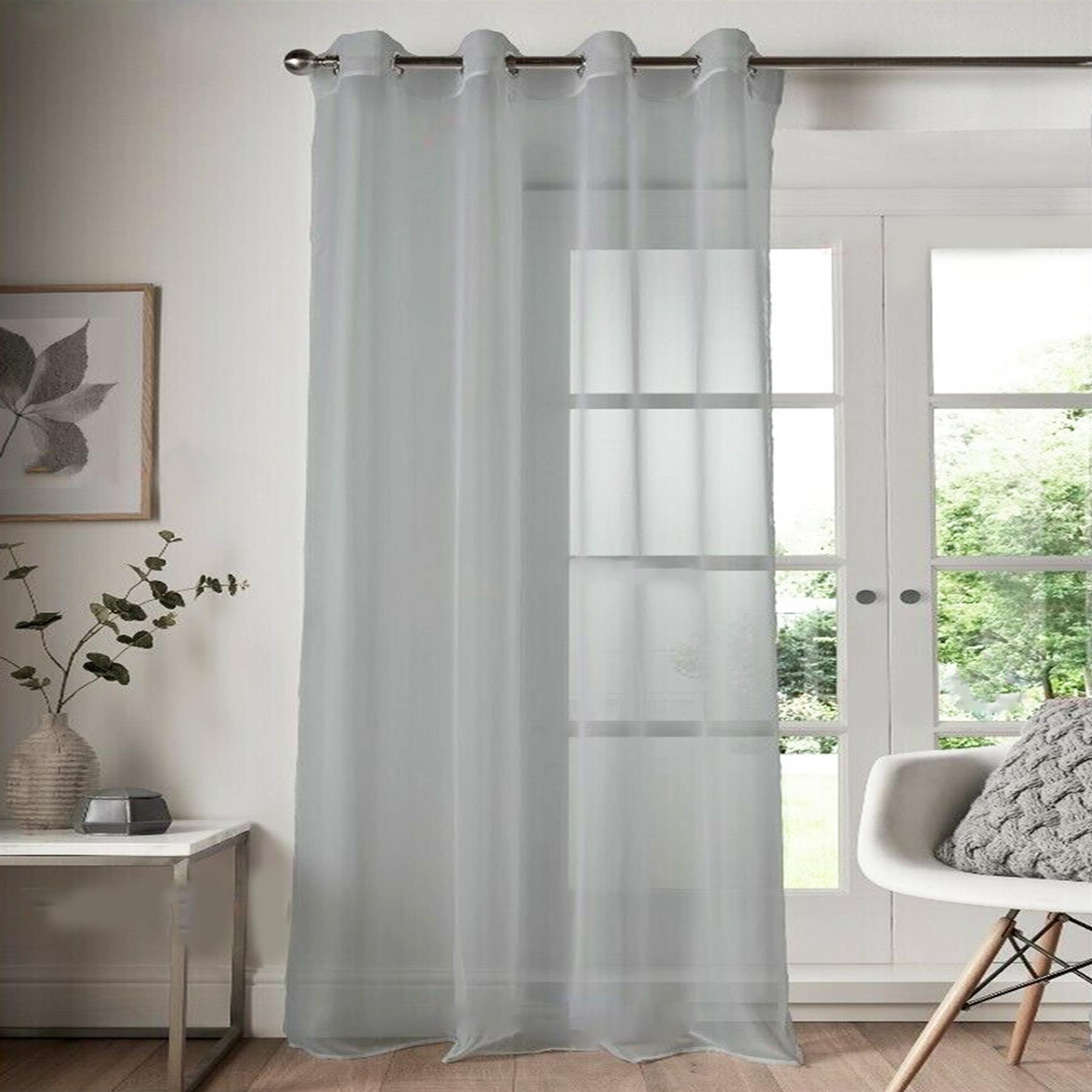 Voile Curtain 1 Panel Slot Top Or Eyelet Ring Top Mesh See-Through Net Curtain - Picture 33 of 60