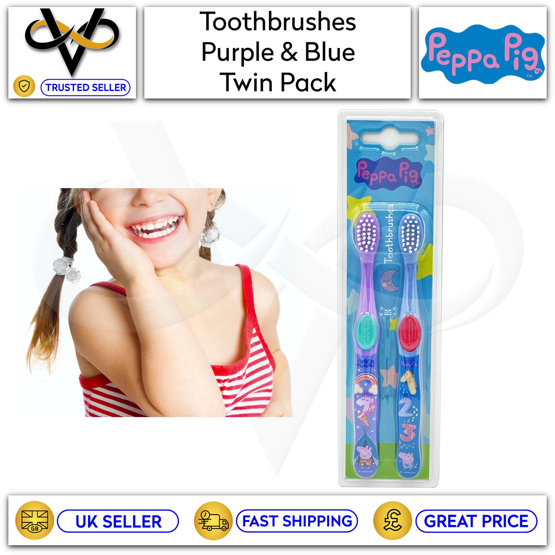 Cepillos de dientes manuales Paw Patrol, Peppa Pig paquetes dobles cuidado oral niños mayores de 3 años - Imagen 3 de 3