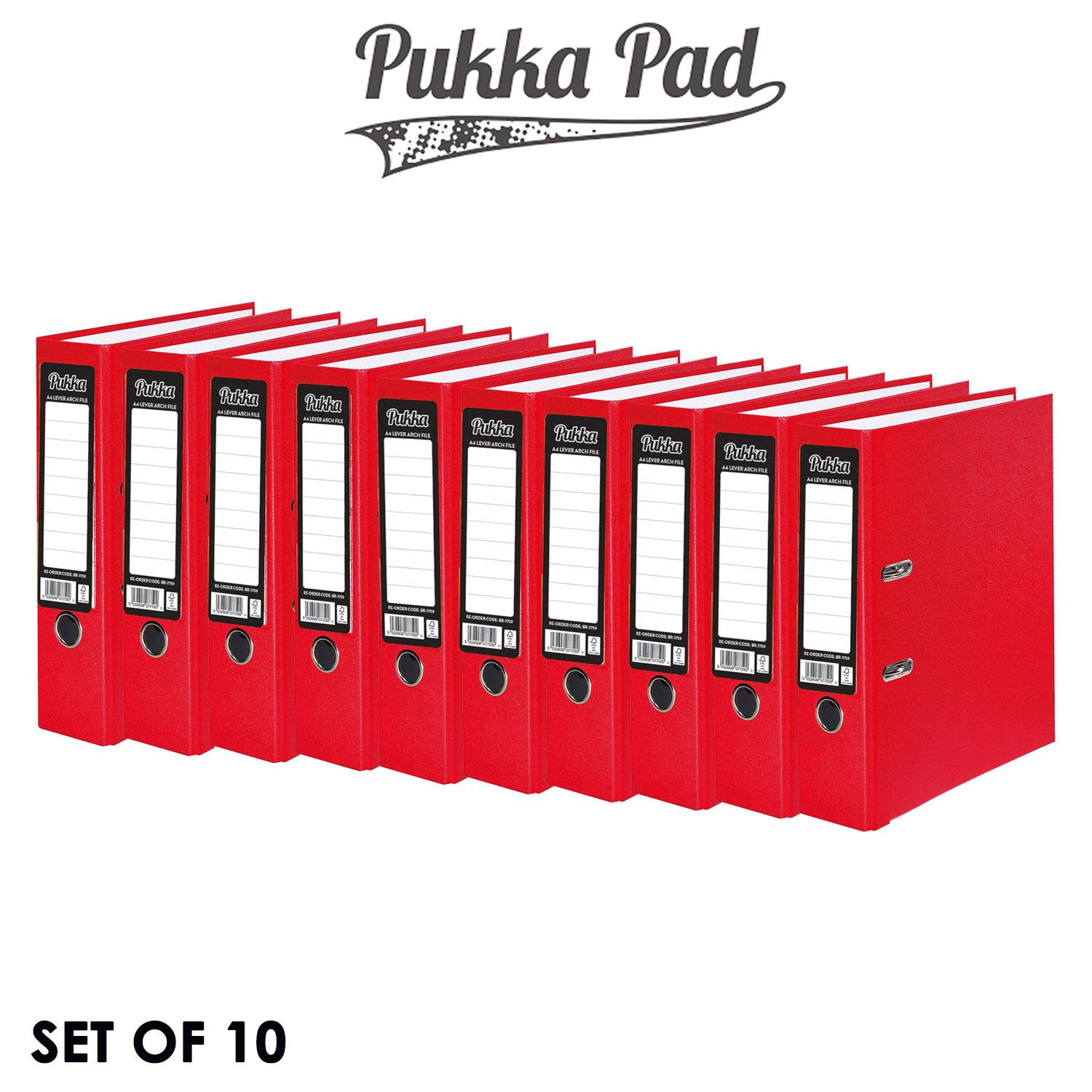 Set of 10 Pukka Lever Arch Files A4 Document / Paperwork Folders For Uni, Office