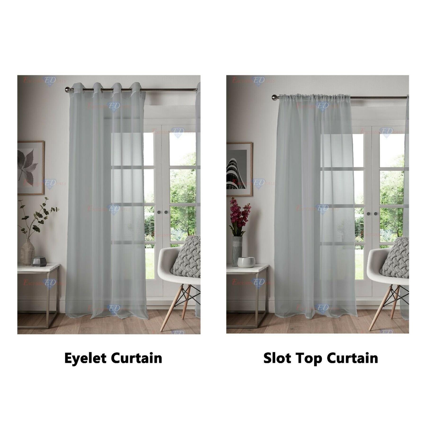 Voile Curtain 1 Panel Slot Top Or Eyelet Ring Top Mesh See-Through Net Curtain - Picture 31 of 60