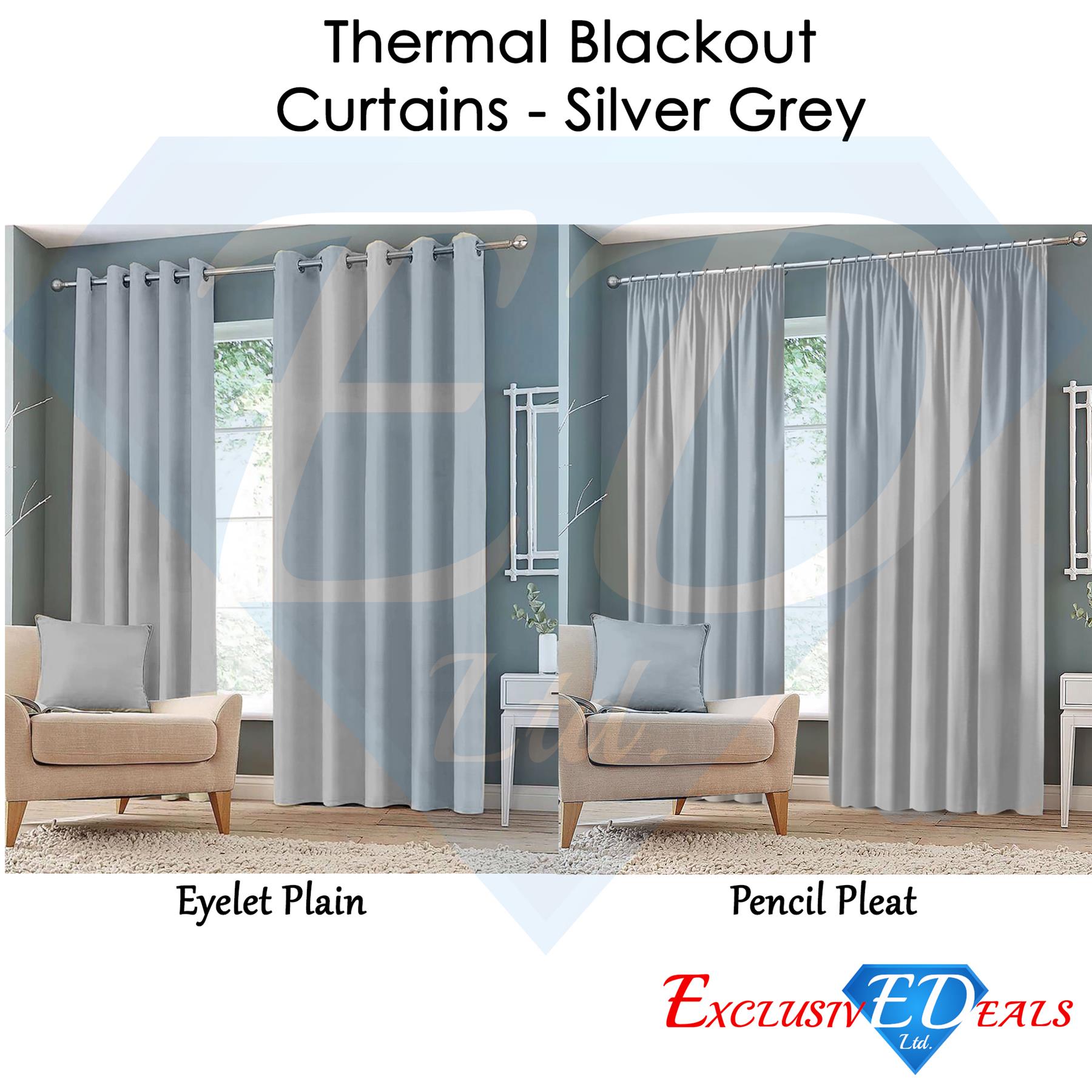 Thermal Blackout Curtains Ready Made Eyelet Ring Top / Pencil Pleat Window Decor - Picture 16 of 20