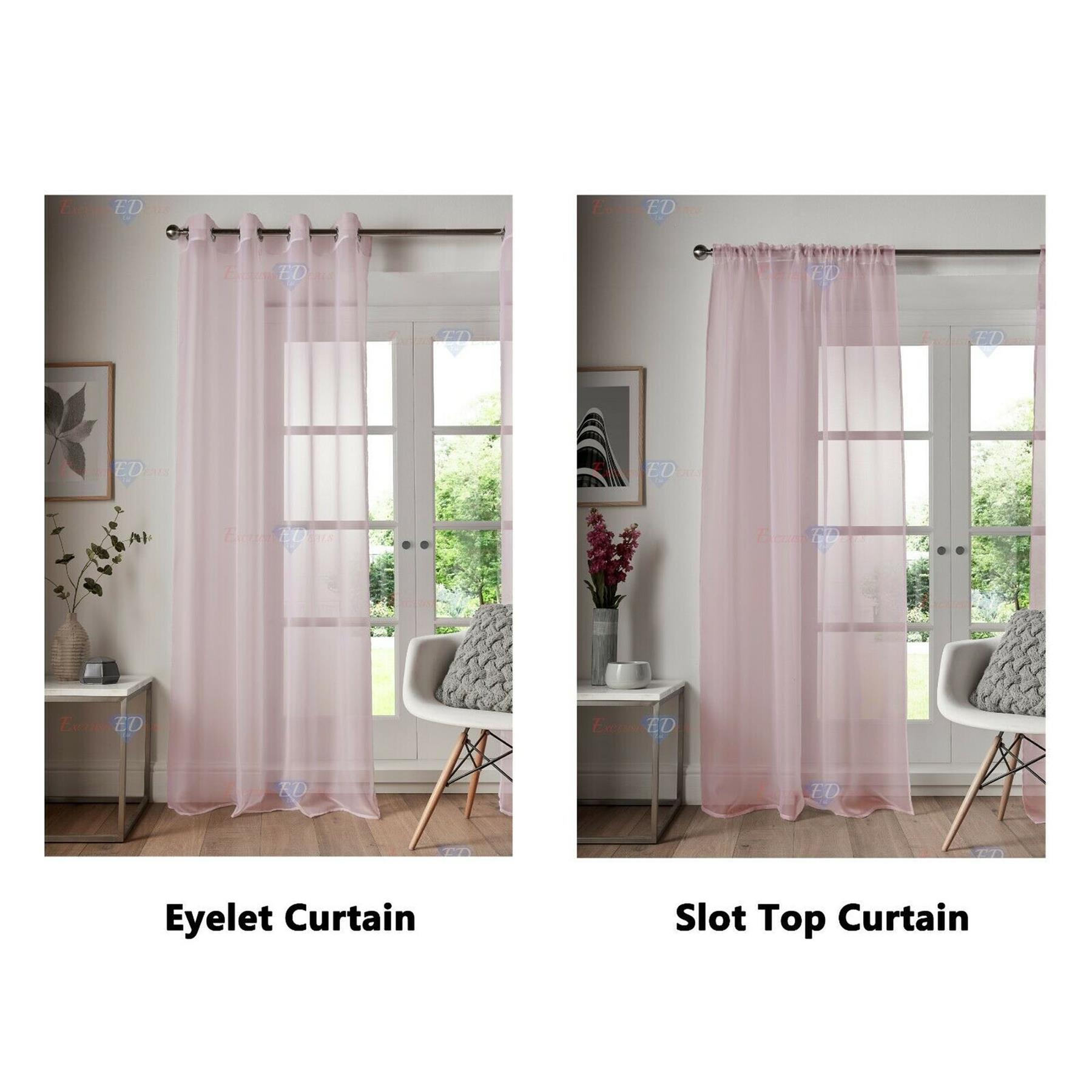 Voile Curtain 1 Panel Slot Top Or Eyelet Ring Top Mesh See-Through Net Curtain - Picture 22 of 60