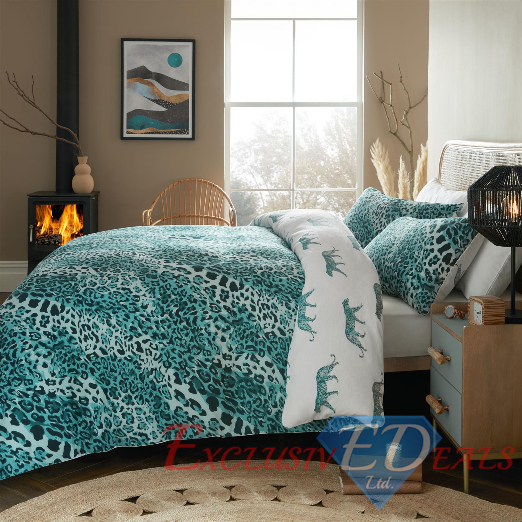 Flannelette Printed Duvet Cover Set 100% Brushed Cotton Reversible & Pillowcases - Picture 20 of 20
