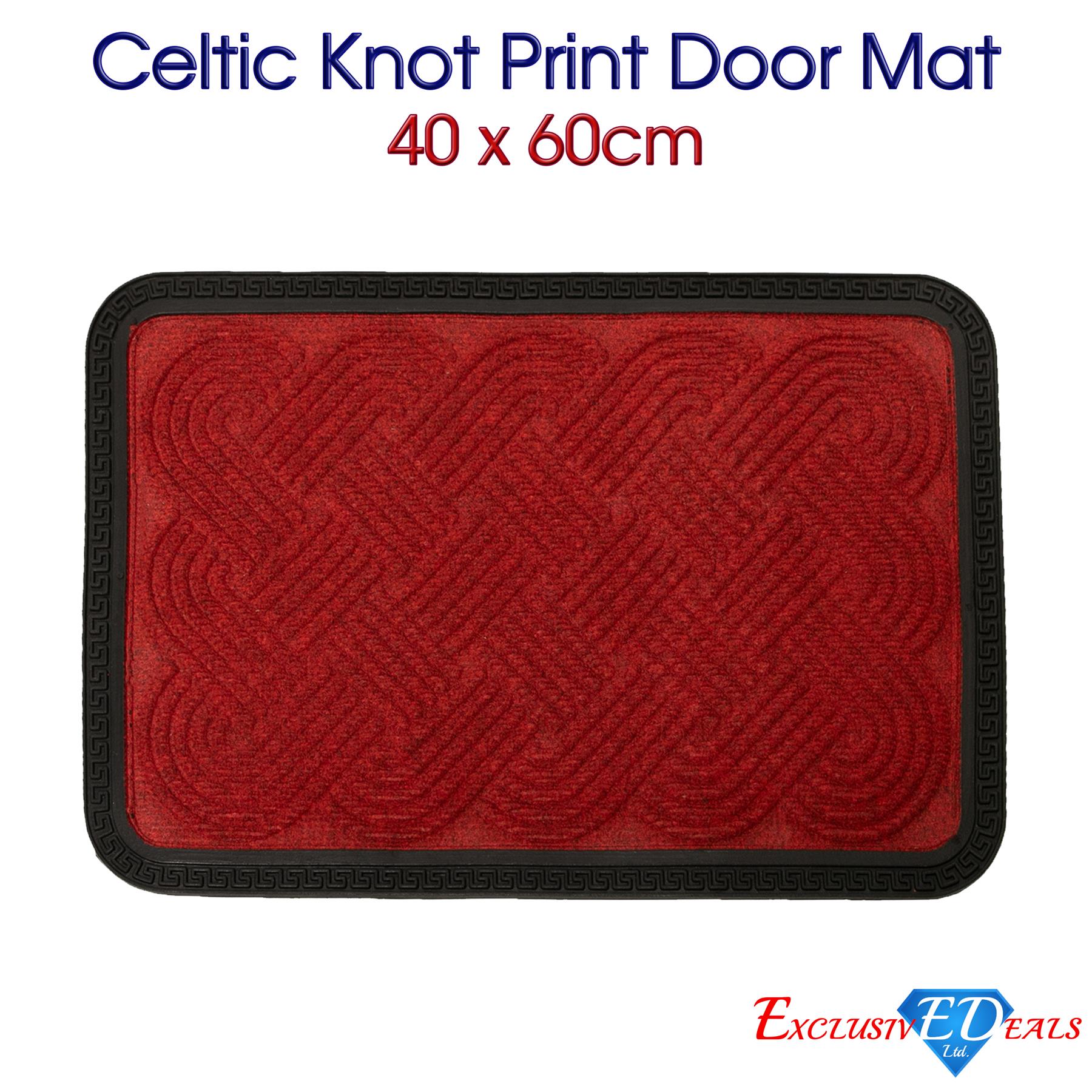 Natural Coir Door Mat 40 x 60cm Indoor Outdoor Spiral Celtic Knot Print Home Rug - Picture 40 of 41
