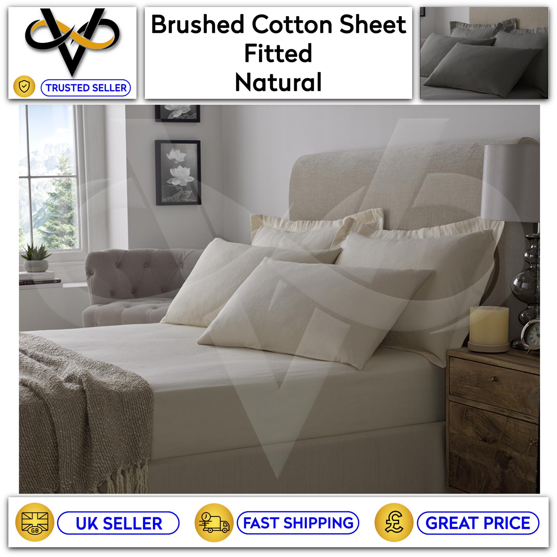 Flannelette 100% Brushed Cotton Soft Fitted Bedsheets And Pillowcases All Sizes - Picture 8 of 11