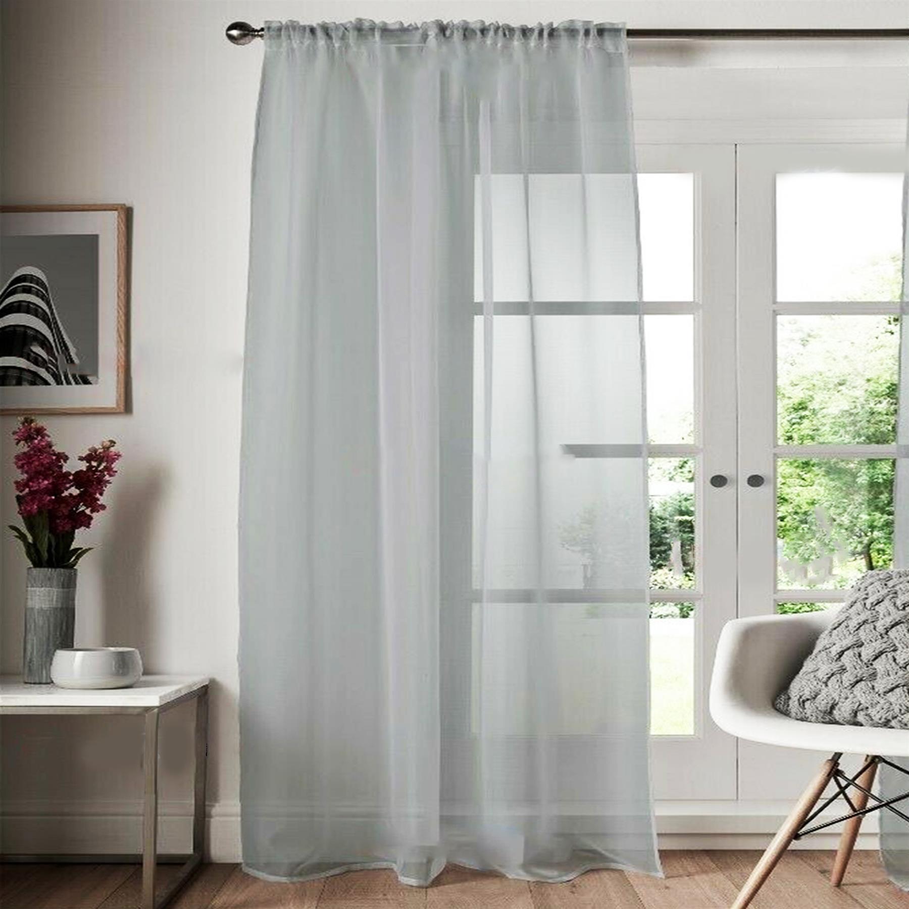 Voile Curtain 1 Panel Slot Top Or Eyelet Ring Top Mesh See-Through Net Curtain - Picture 32 of 60