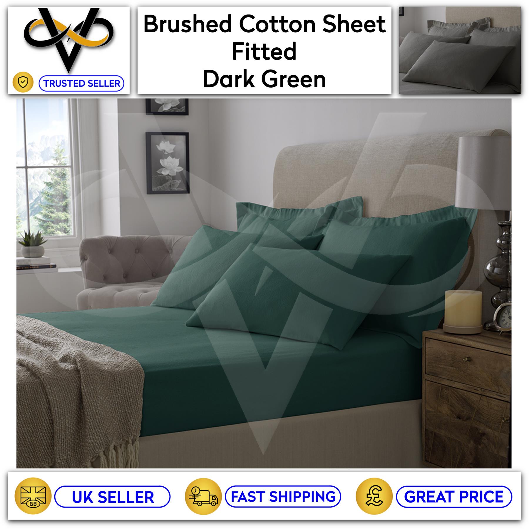 Flannelette 100% Brushed Cotton Soft Fitted Bedsheets And Pillowcases All Sizes - Picture 6 of 11