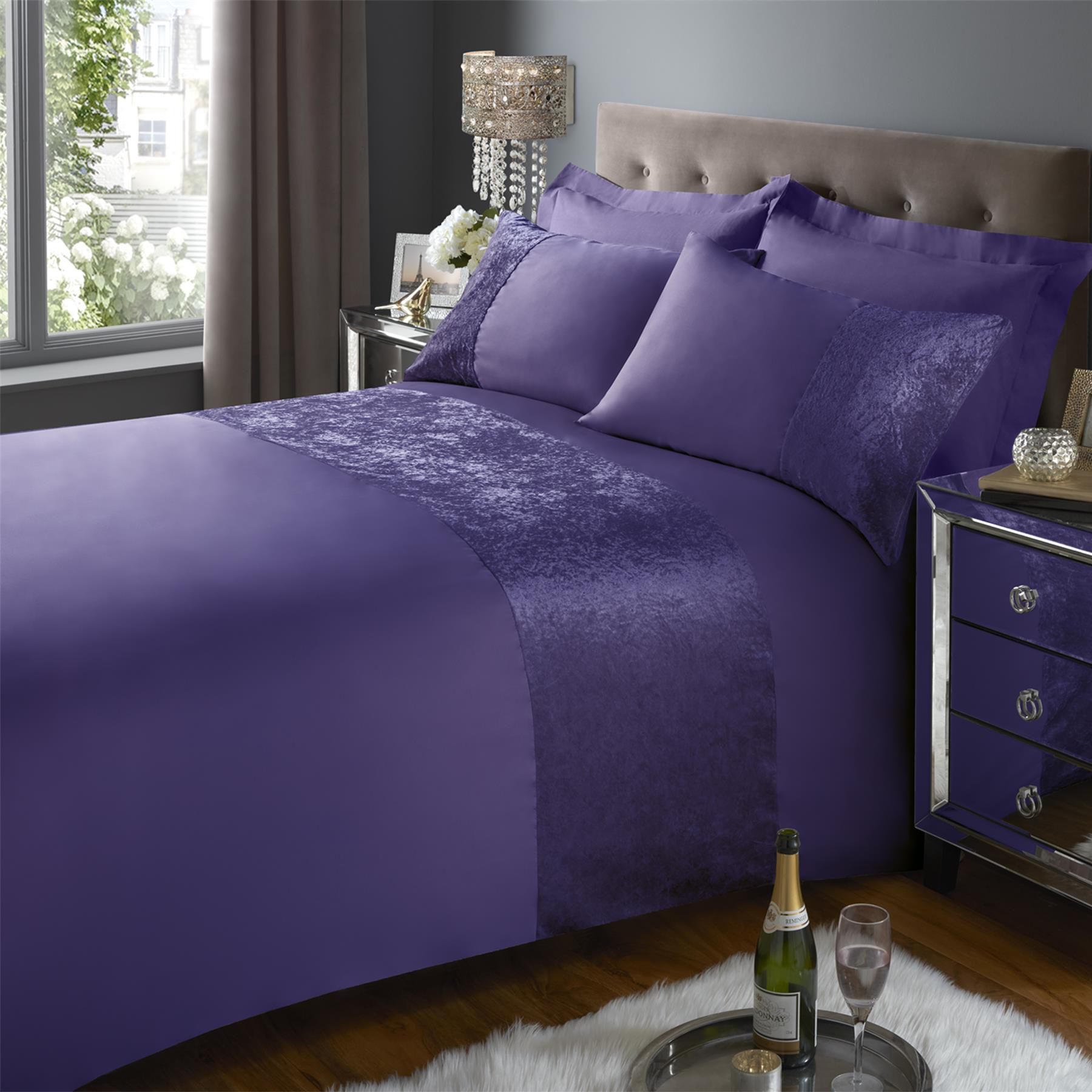 Set Micro Letto Con Fascia Velluto Schiacciato Copripiumino Federa Oxford Casalinga - Foto 14 di 49