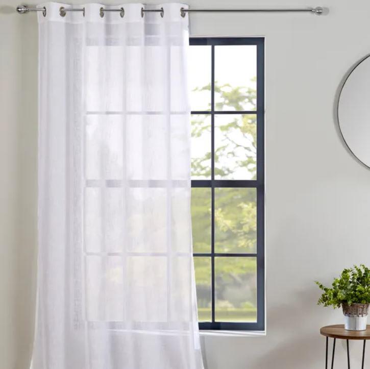 Voile Curtain 1 Panel Slot Top Or Eyelet Ring Top Mesh See-Through Net Curtain - Picture 39 of 60