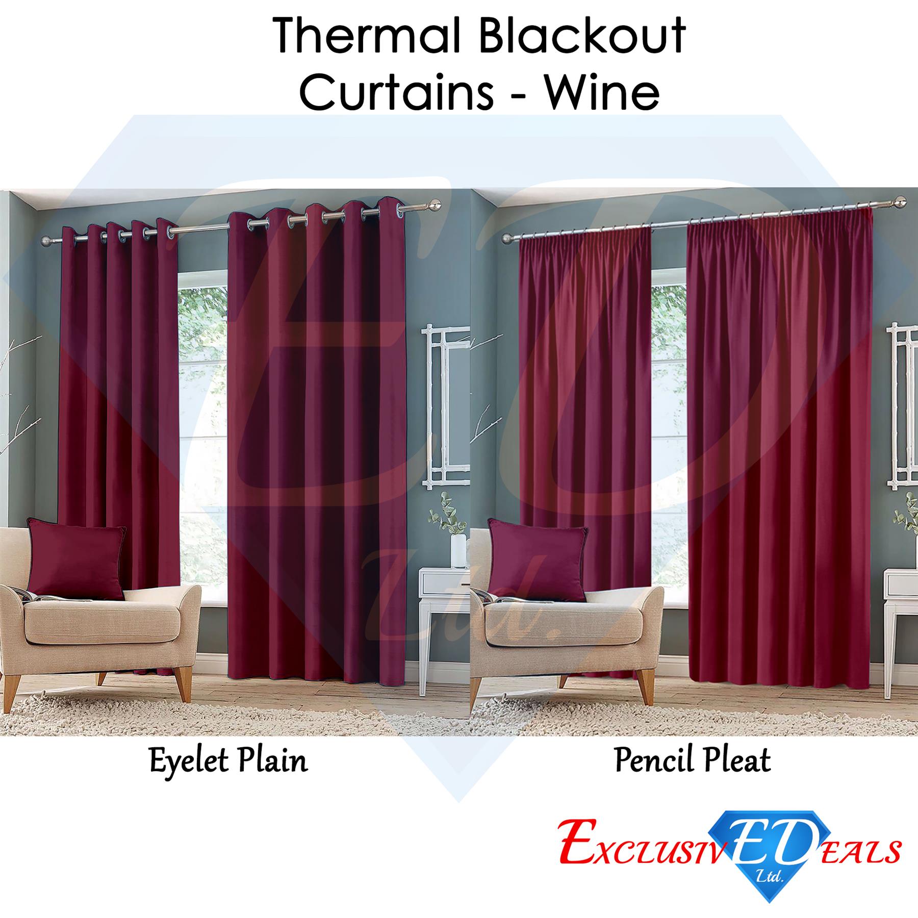 Thermal Blackout Curtains Ready Made Eyelet Ring Top / Pencil Pleat Window Decor - Picture 18 of 20