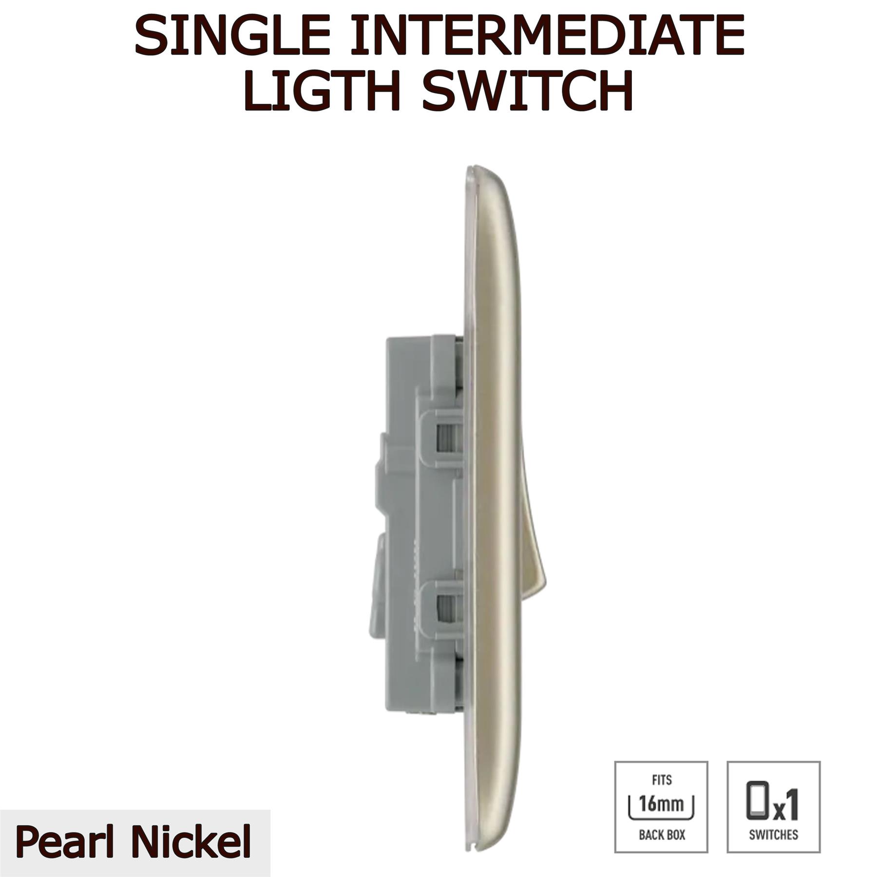 Metal Light Switch & Screws 1 Gang Intermediate / 2Way Wall Switch 20A