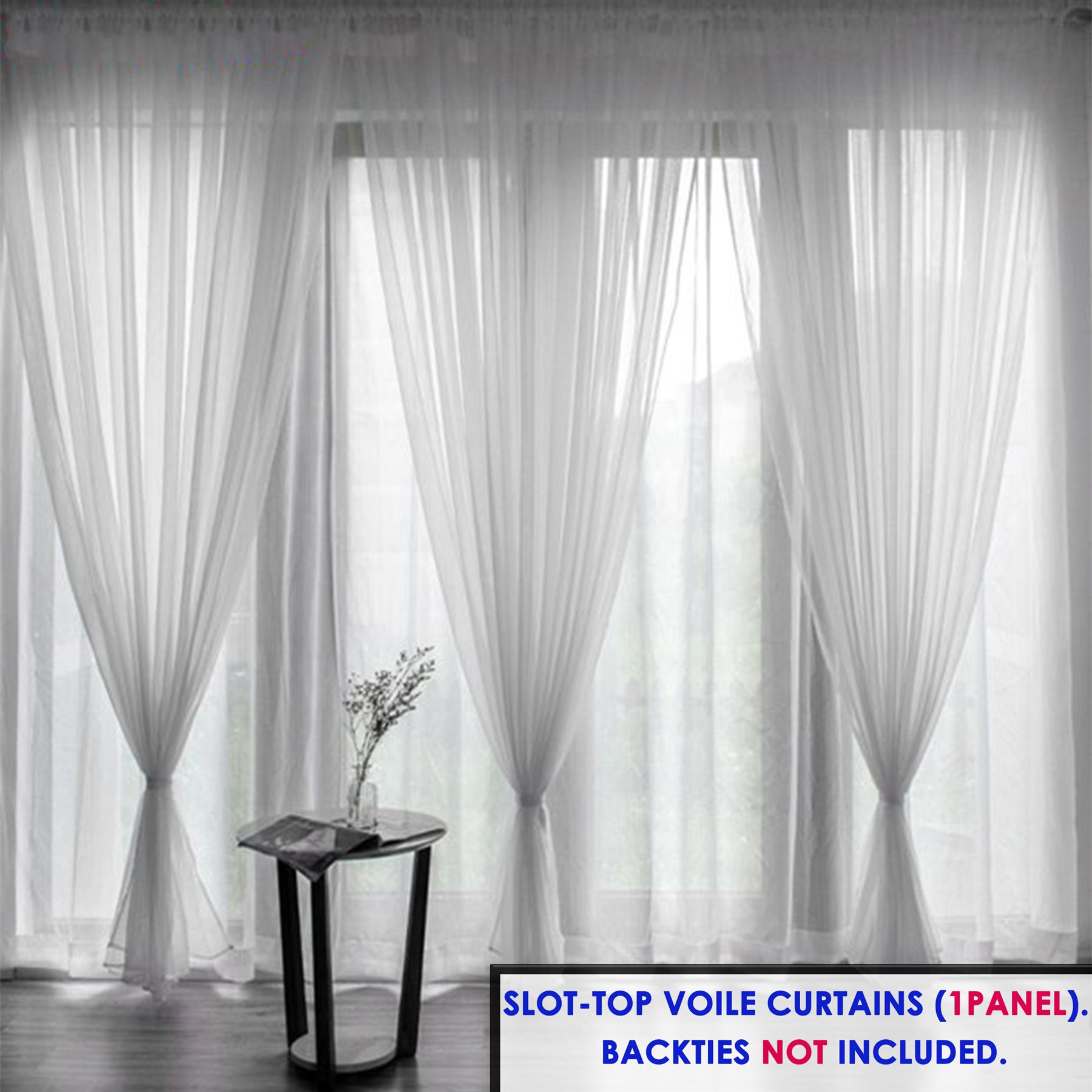 Voile Curtain 1 Panel Slot Top Or Eyelet Ring Top Mesh See-Through Net Curtain - Picture 35 of 60