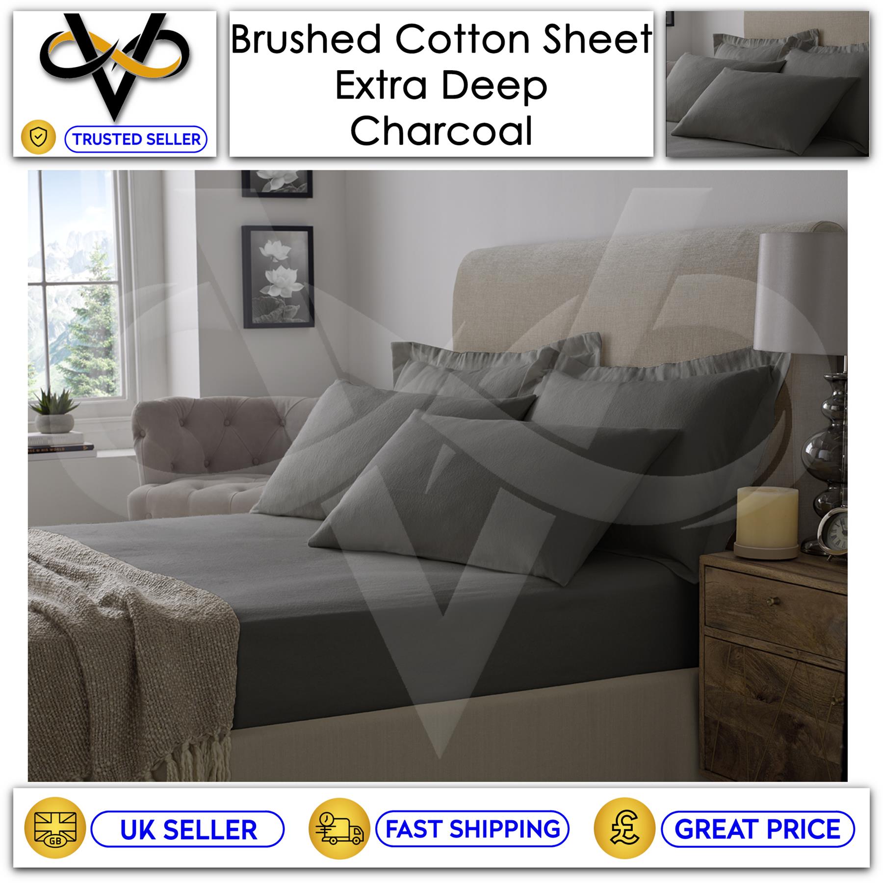 Flannelette 100% Brushed Cotton Extra Deep Fitted Bedsheets 40cm or Pillowcases - Picture 4 of 11