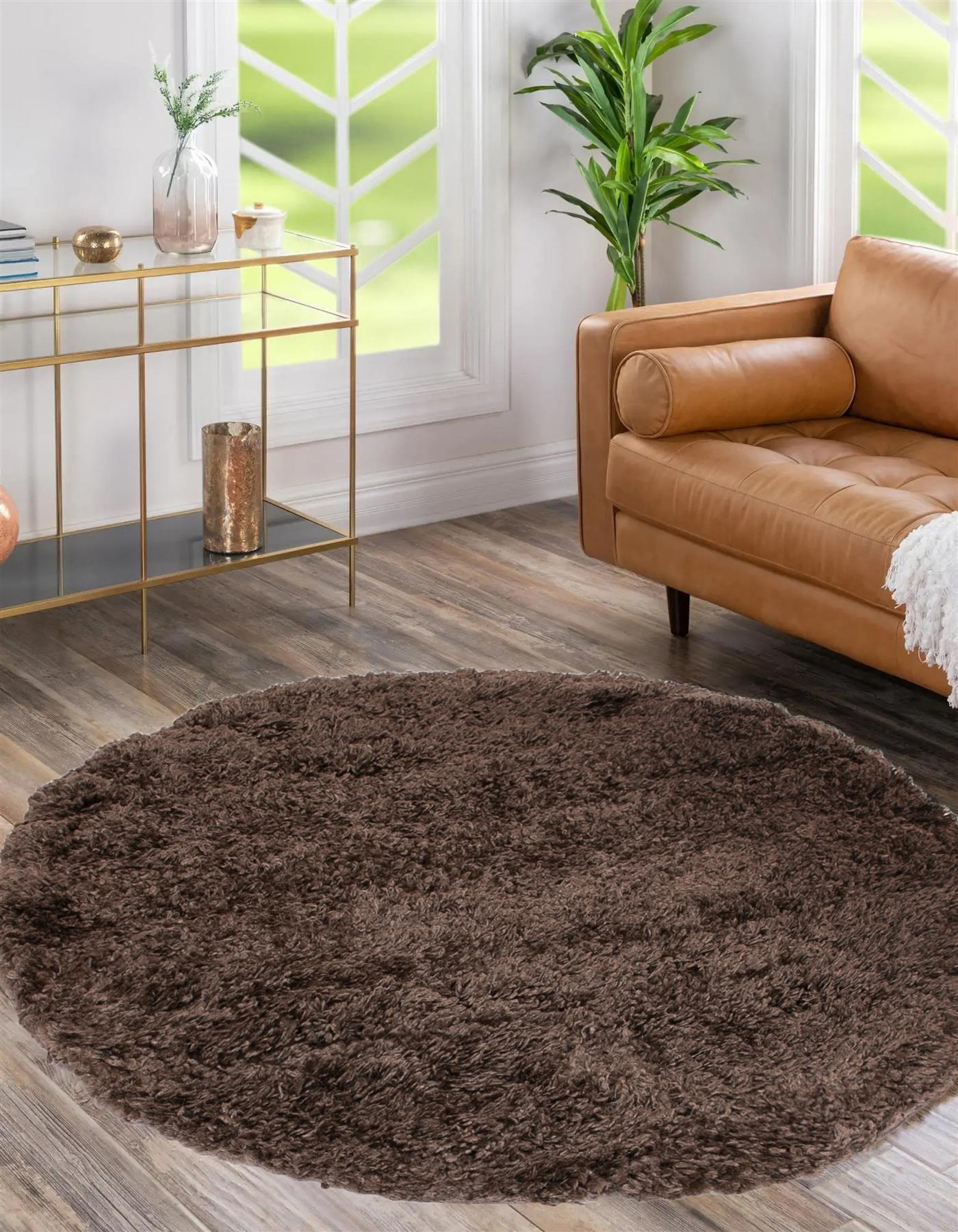 Circular Shaggy Rug Round Fuzzy Carpet Soft Fluffy No-Shed Floor Mat Living Room - Picture 11 of 96