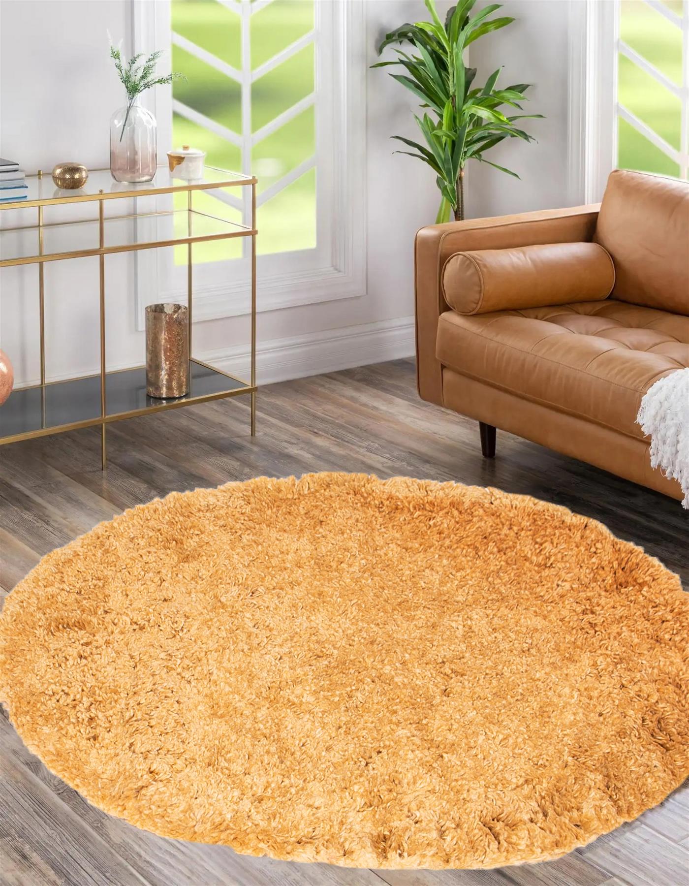 Circular Shaggy Rug Round Fuzzy Carpet Soft Fluffy No-Shed Floor Mat Living Room - Picture 58 of 96