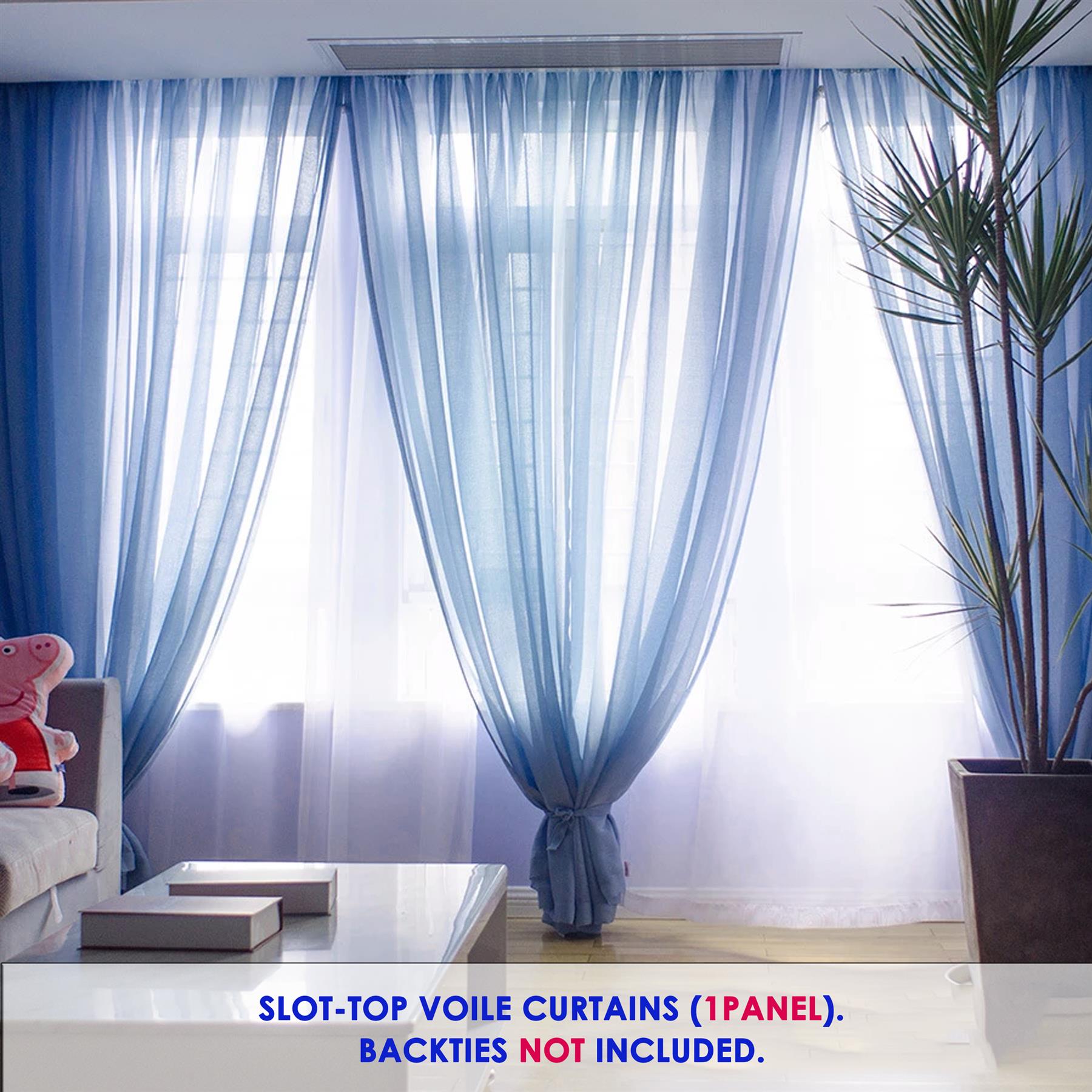 Voile Curtain 1 Panel Slot Top Or Eyelet Ring Top Mesh See-Through Net Curtain - Picture 17 of 60