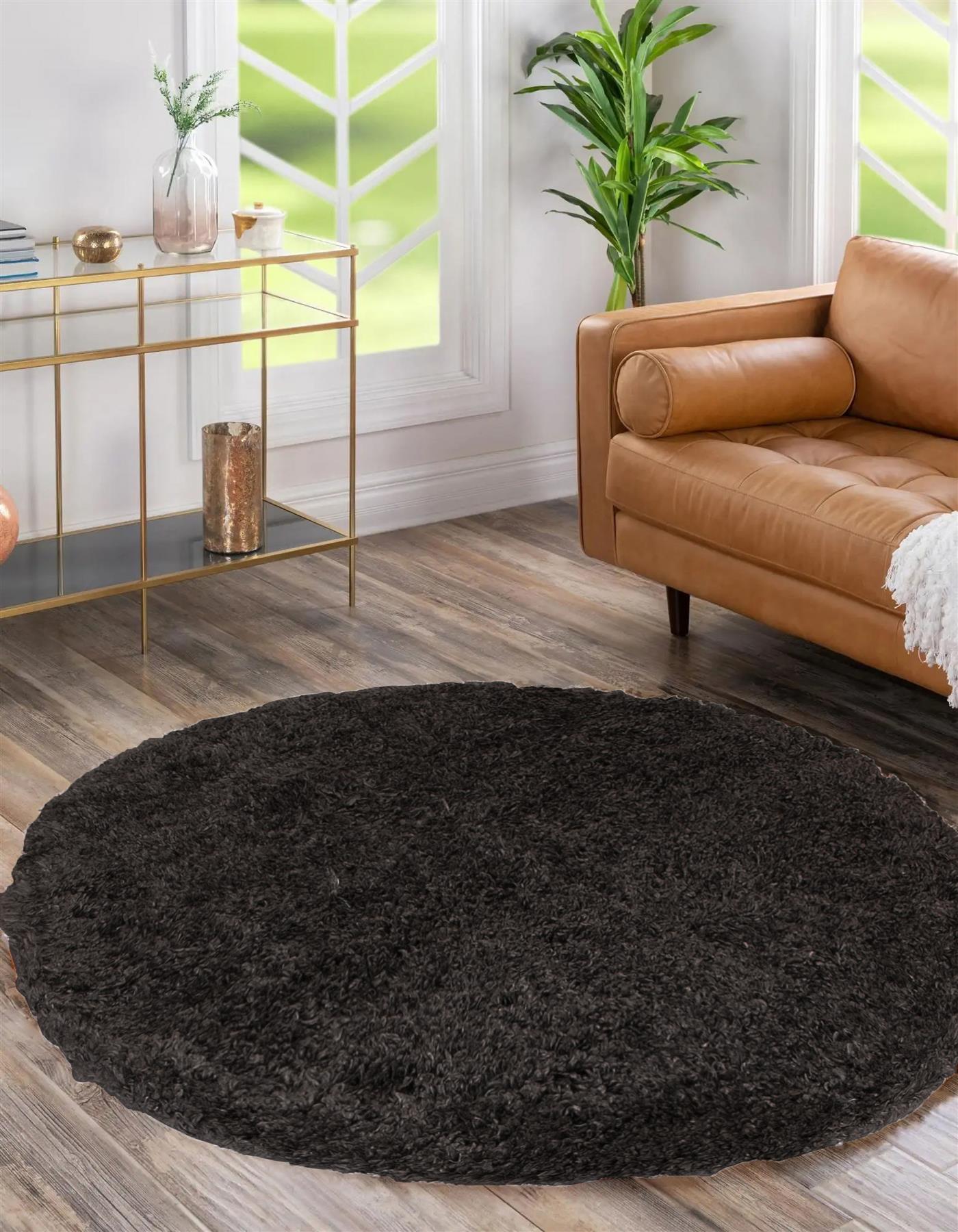 Circular Shaggy Rug Round Fuzzy Carpet Soft Fluffy No-Shed Floor Mat Living Room - Picture 19 of 96