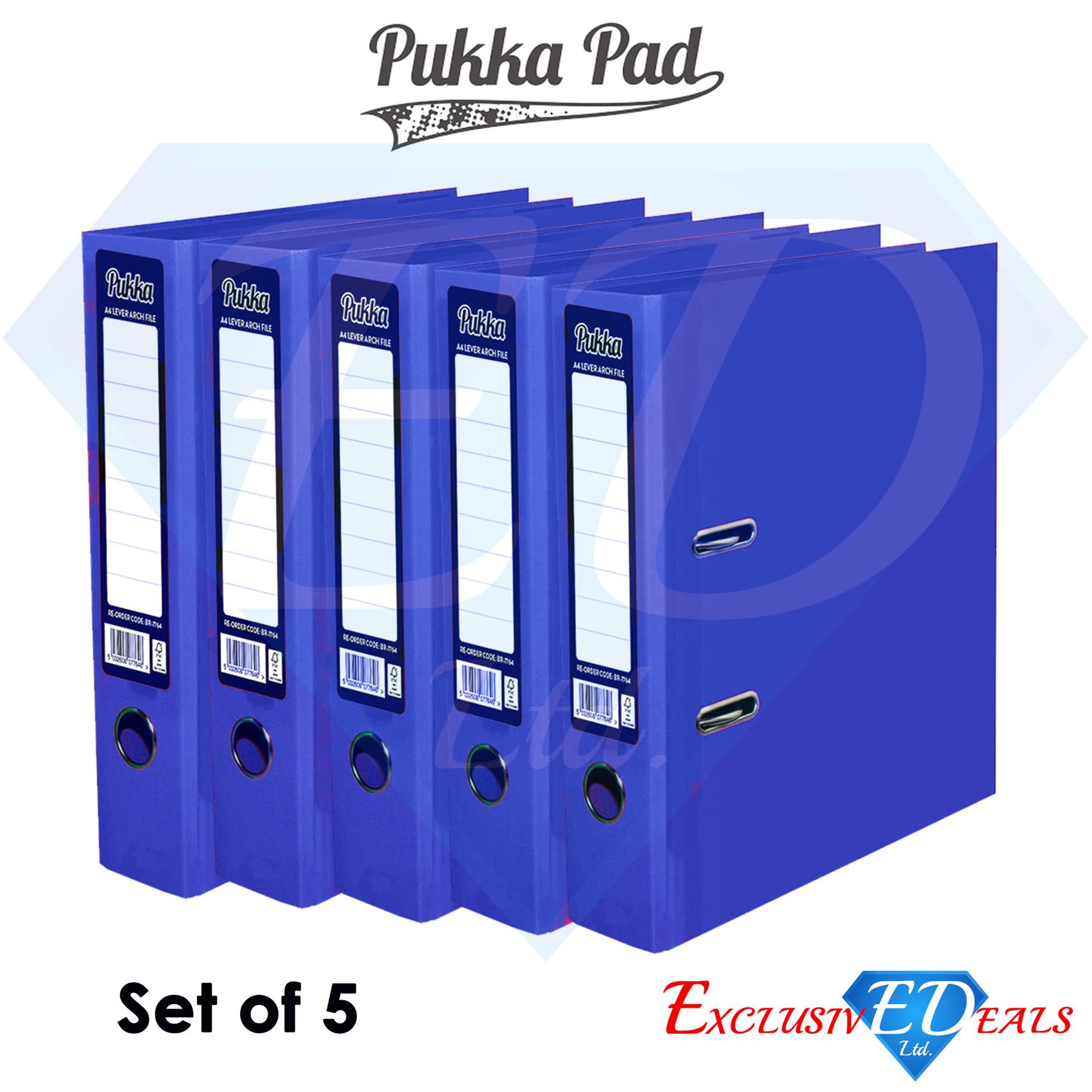 Pukka A4 Lever Arch Files Assorted & 20 Clear Plastic Punch Pockets Pukka A4 Lever Arch Files Assorted & 20 Clear Plastic Punch Pockets