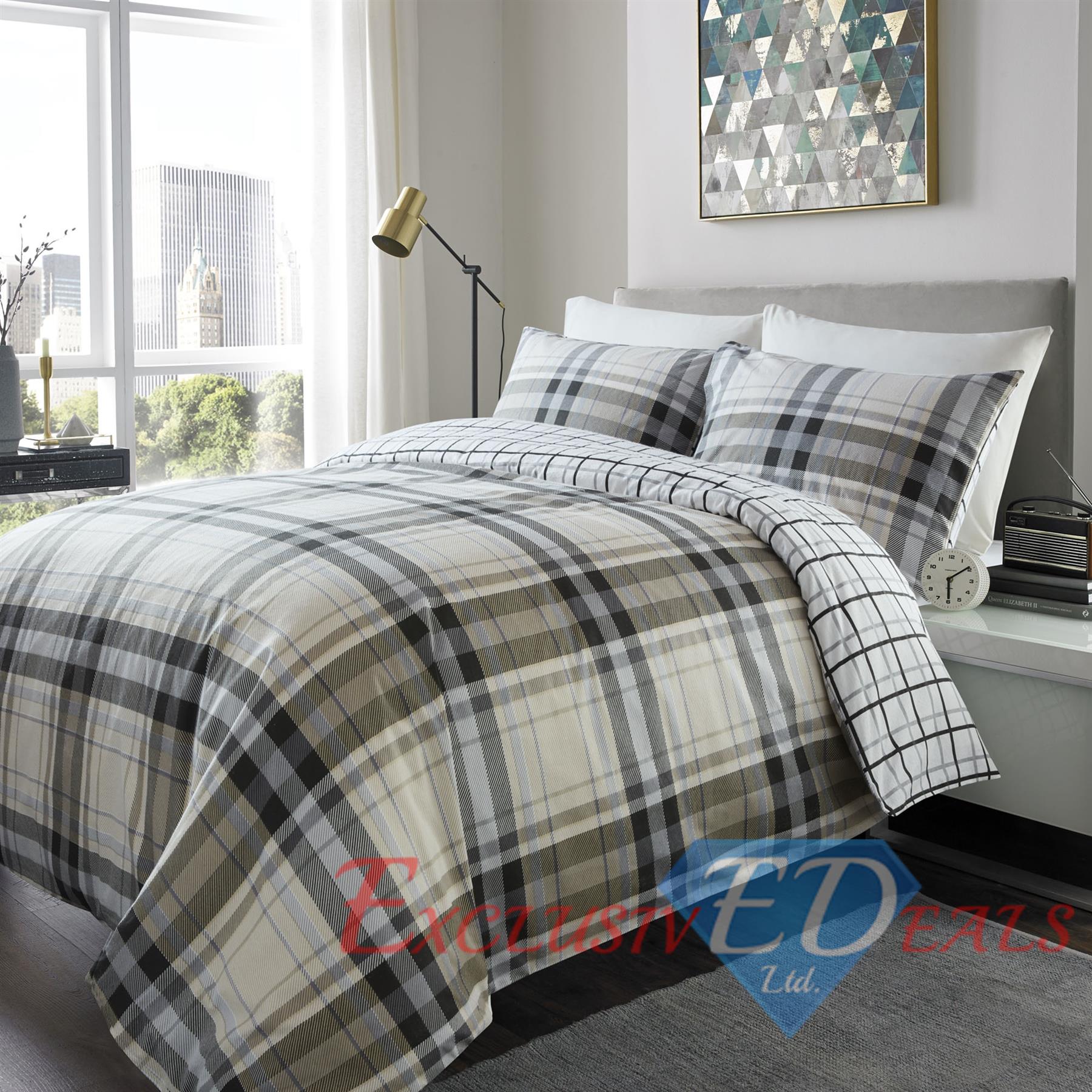 Flannelette Printed Duvet Cover Set 100% Brushed Cotton Reversible & Pillowcases - Picture 2 of 20
