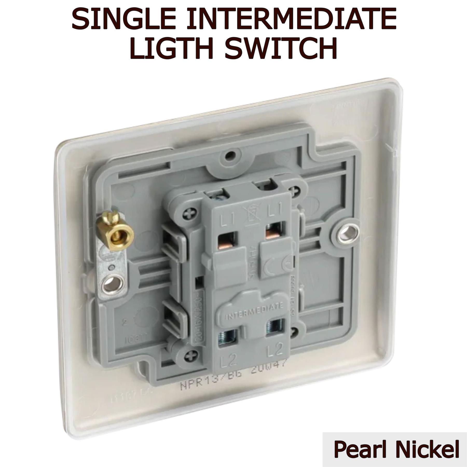 Interruptor de luz única de metal de 2 vías/intermedio interruptor de pared 20A 16AX tornillos de 1 pasillo - Imagen 10 de 11