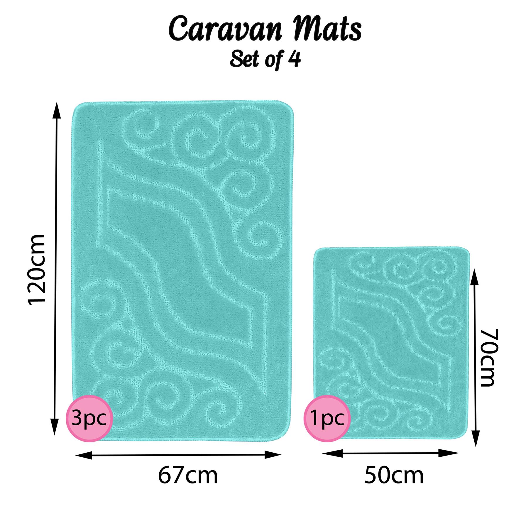 4pc Washable Caravan Rugs Romany Gypsy Mats Non-Slip Soft Tourer Set 67x120cm - Picture 16 of 30
