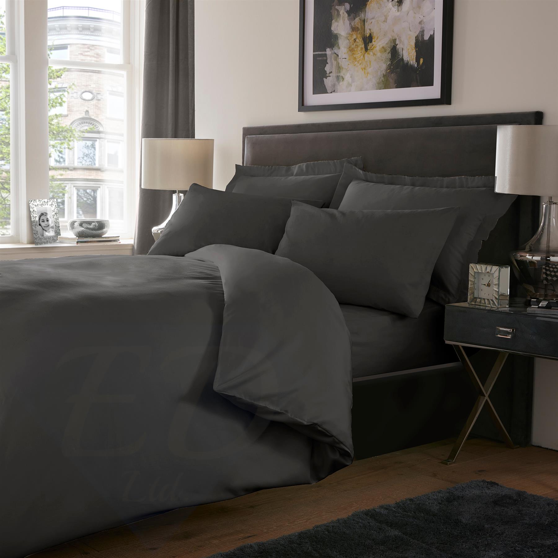800TC Plain Dyed Cotton Rich Duvet Cover Or Extra Deep / Fitted / Flat Bed Sheet - Picture 6 of 25