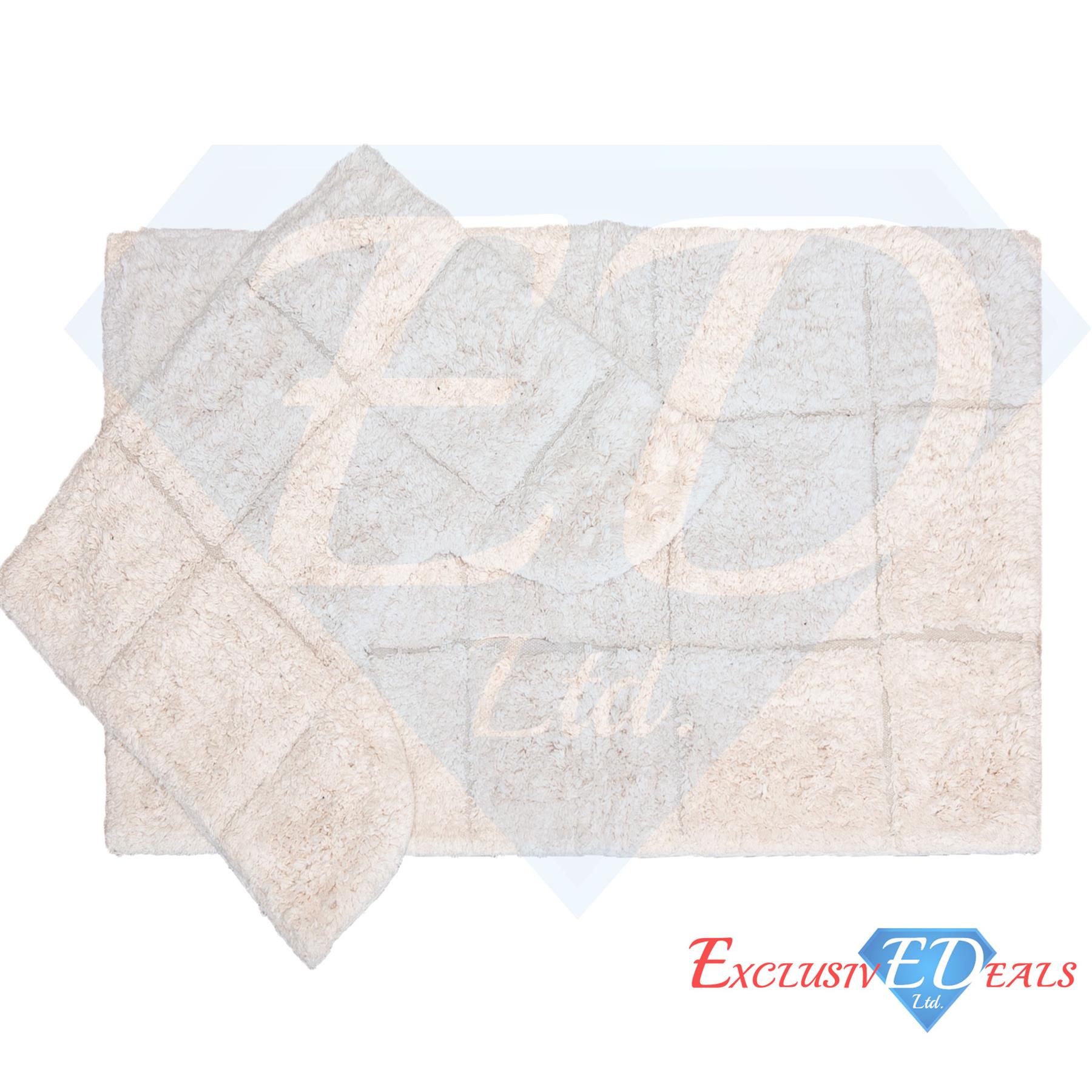 100% Cotton Non-Slip Bath Mats Absorbent Bathroom Pedestal - 2 Piece Set - Picture 5 of 12